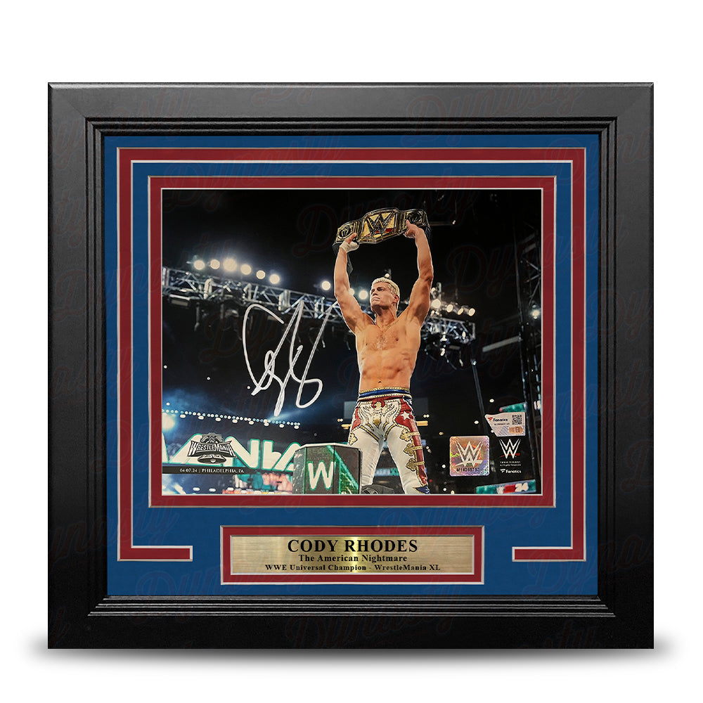 Cody Rhodes WrestleMania XL Championship Celebration Autographed 8" x 10" Framed WWE Wrestling Photo - Sports Collectibles, Sports Memorabilia, Sports Fan Shop, Sports Gifts