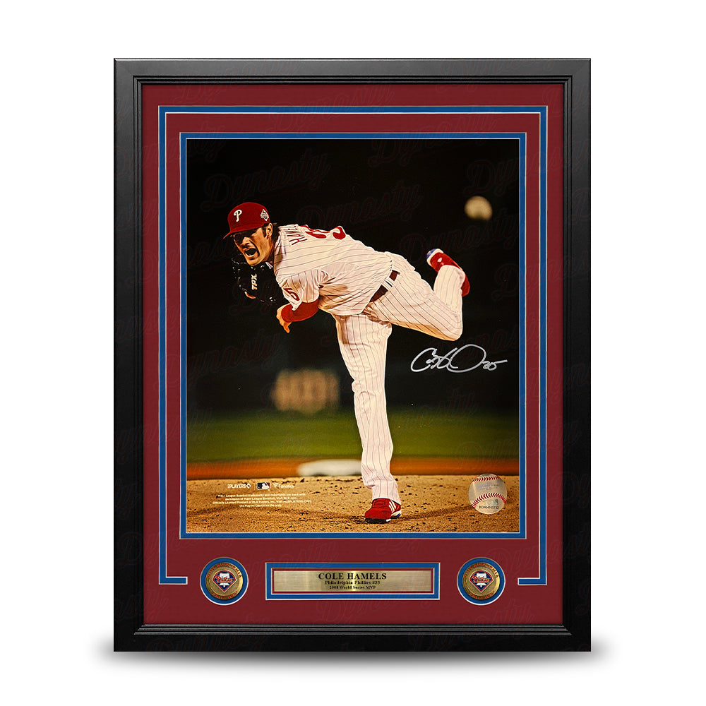 Cole Hamels 2008 World Series Philadelphia Phillies Autographed 16" x 20" Framed Baseball Photo - Sports Collectibles, Sports Memorabilia, Sports Fan Shop, Sports Gifts