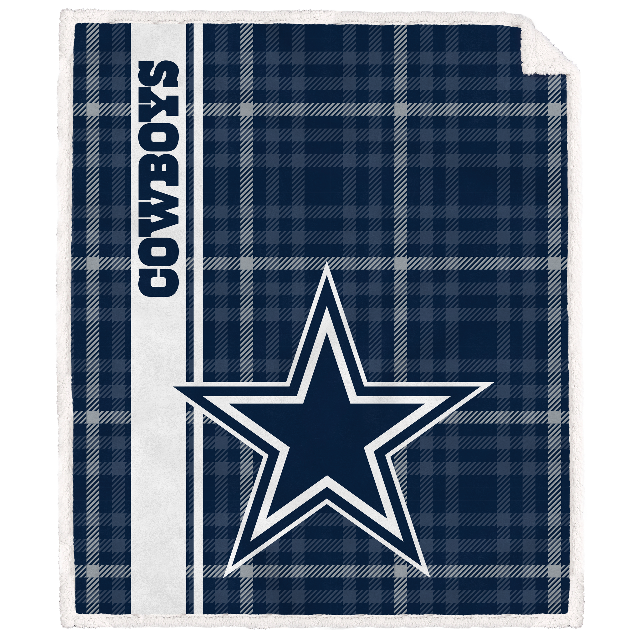 Dallas Cowboys Vertical Plaid Sherpa Blanket - 757 Sports Collectibles