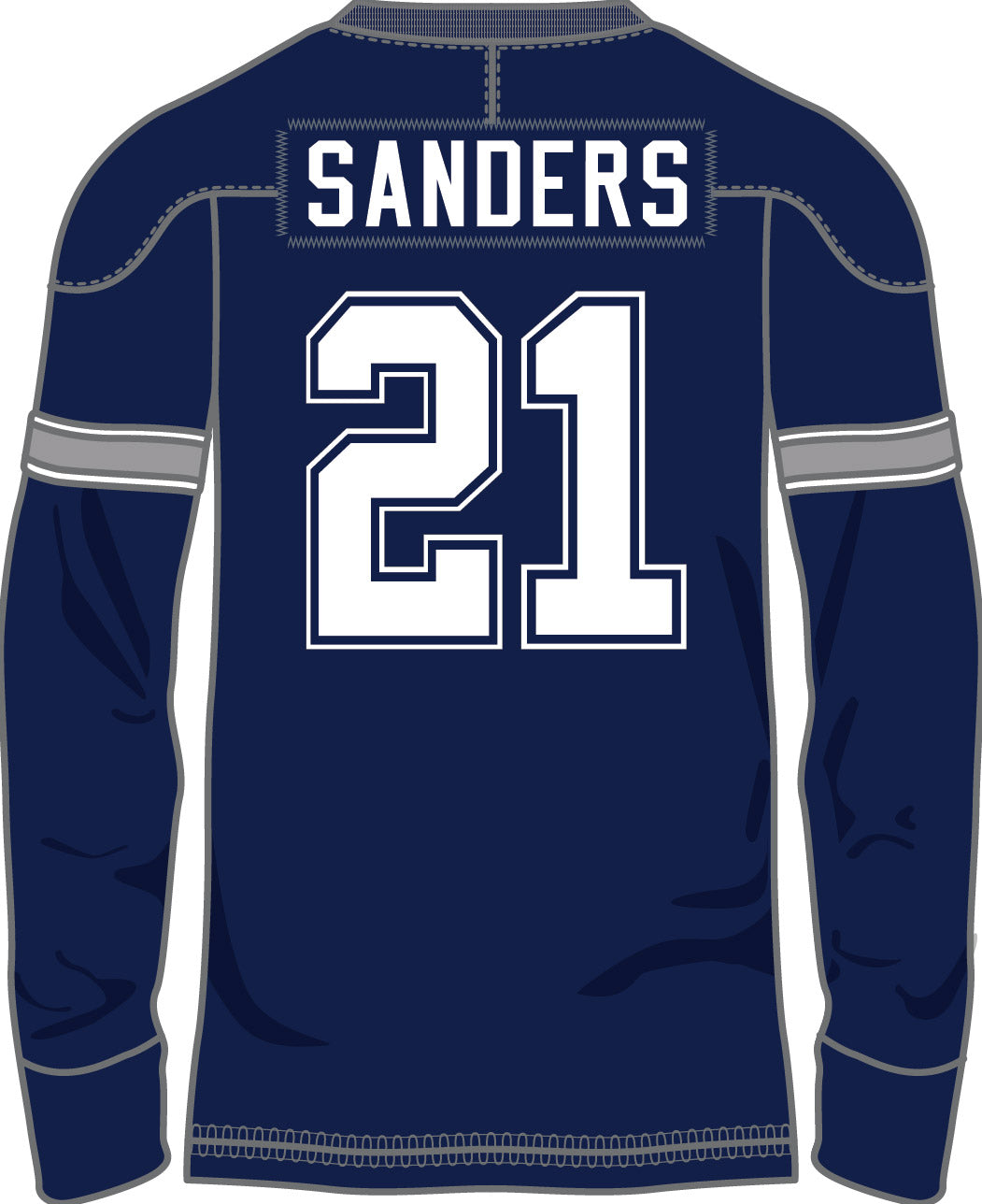 Deion Sanders Dallas Cowboys Throwback Retired Player Super Bowl Patch Long Sleeve Shirt - Sports Collectibles, Sports Memorabilia, Sports Fan Shop, Sports Gifts