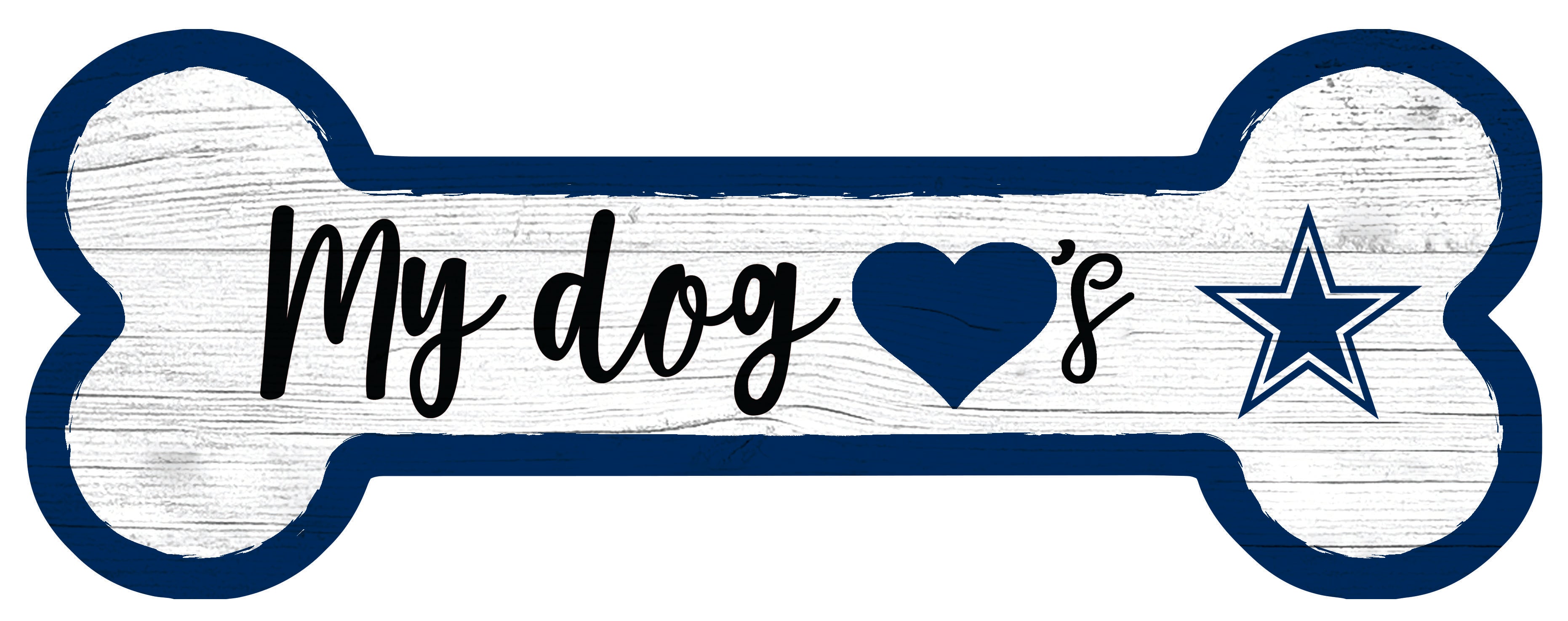 Dallas Cowboys Football Dog Bone White Wooden Sign - Sports Collectibles, Sports Memorabilia, Sports Fan Shop, Sports Gifts