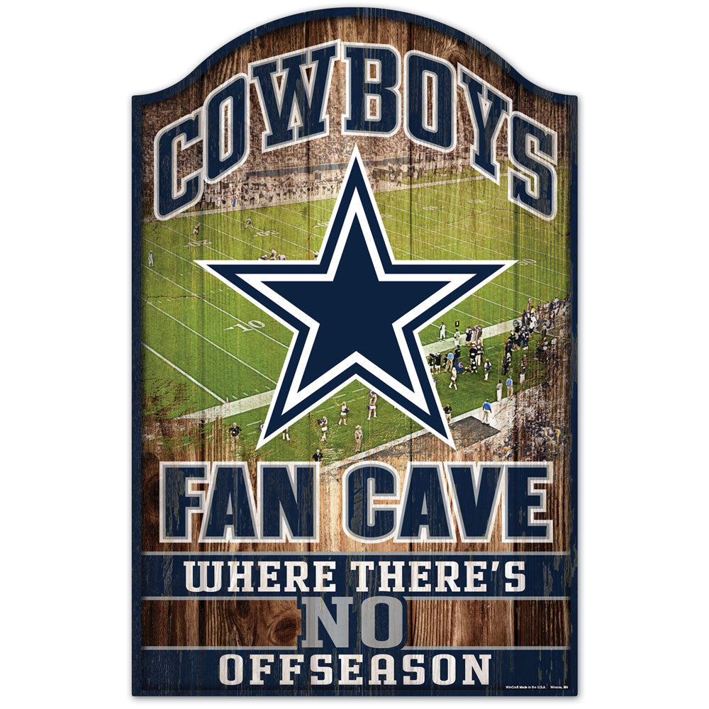Dallas Cowboys Fan Cave 11" x 17" Wood Sign - Sports Collectibles, Sports Memorabilia, Sports Fan Shop, Sports Gifts