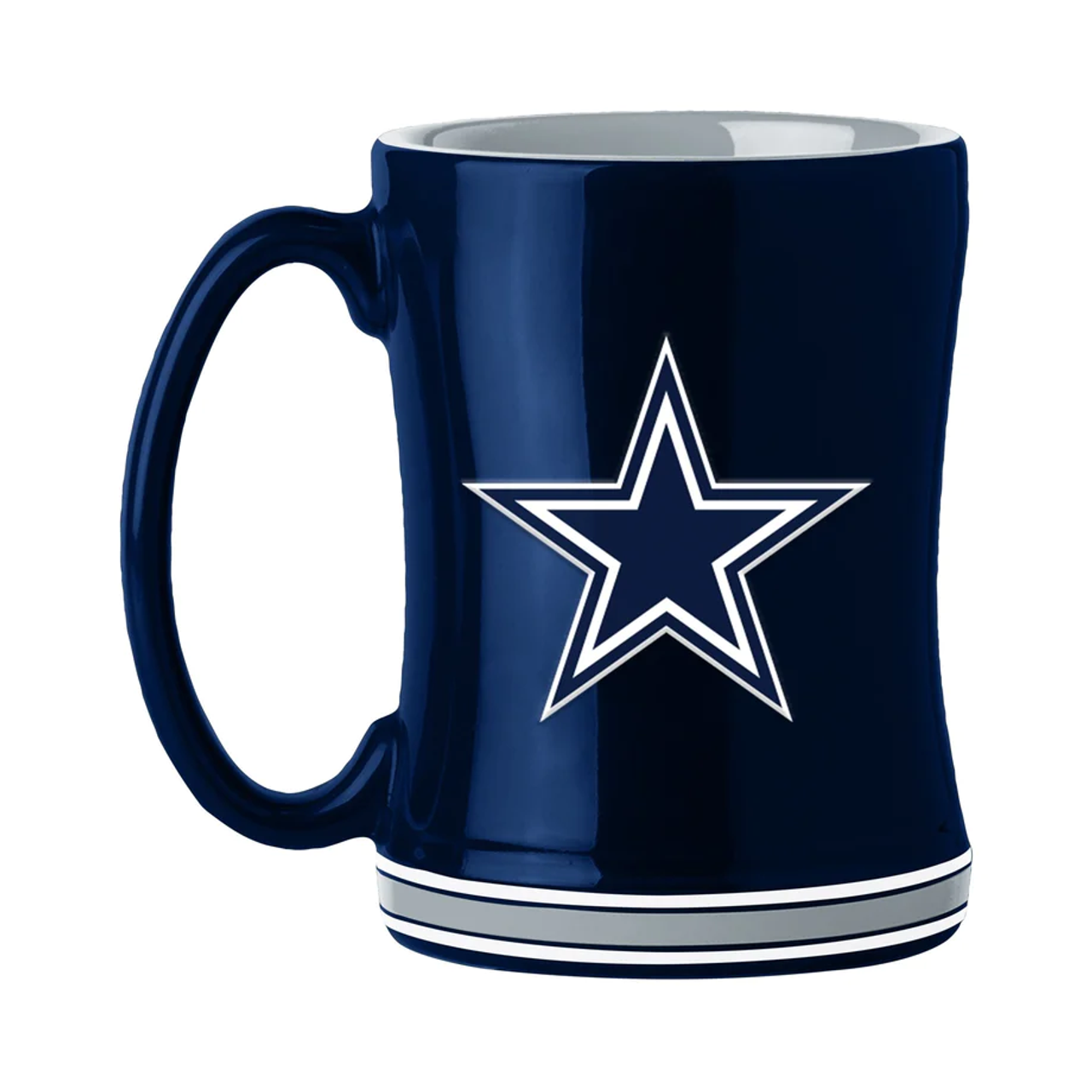 Dallas Cowboys Coffee Mug 14oz Sculpted Relief Team Color - Sports Collectibles, Sports Memorabilia, Sports Fan Shop, Sports Gifts