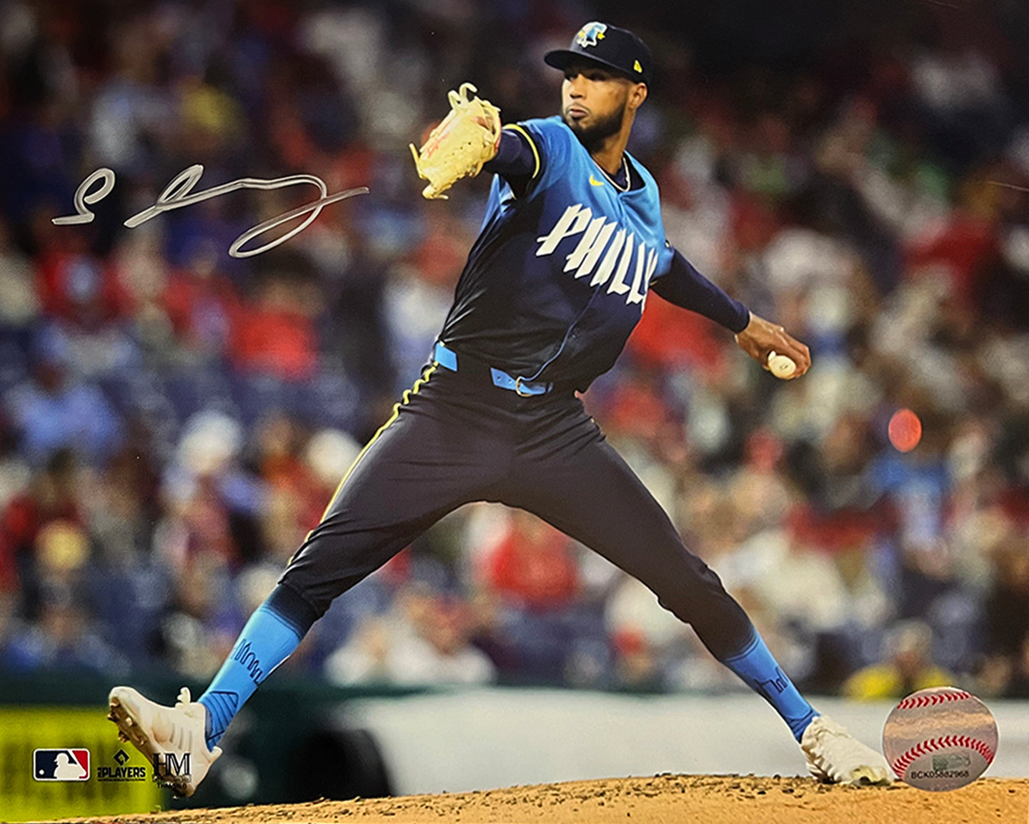 Cristopher Sanchez Autographed Philadelphia Phillies City Connect 8" x 10" Baseball Photo - Sports Gifts, Sports Memorabilia, Sports Collectibles, Fan Shop