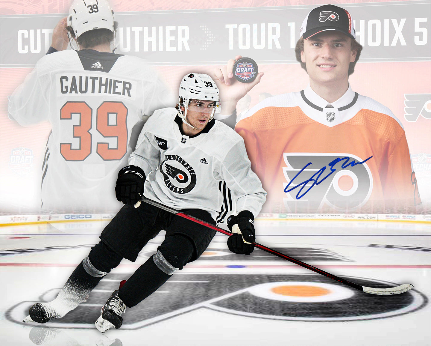 Cutter Gauthier Philadelphia Flyers Autographed 11" x 14" Draft Hockey Collage Photo - Sports Collectibles, Sports Memorabilia, Sports Fan Shop, Sports Gifts