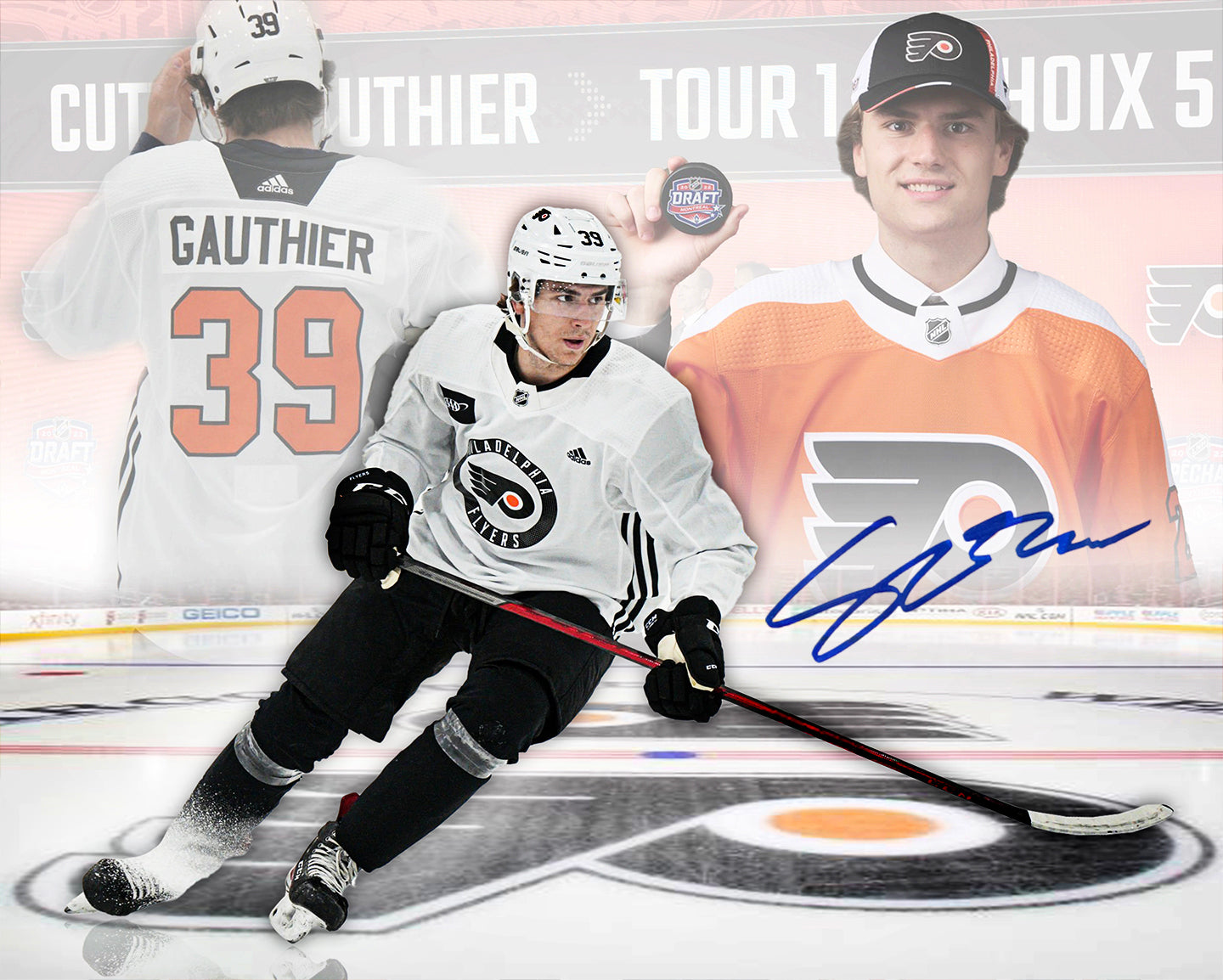 Cutter Gauthier Philadelphia Flyers Autographed 8" x 10" Draft Hockey Collage Photo - Sports Collectibles, Sports Memorabilia, Sports Fan Shop, Sports Gifts