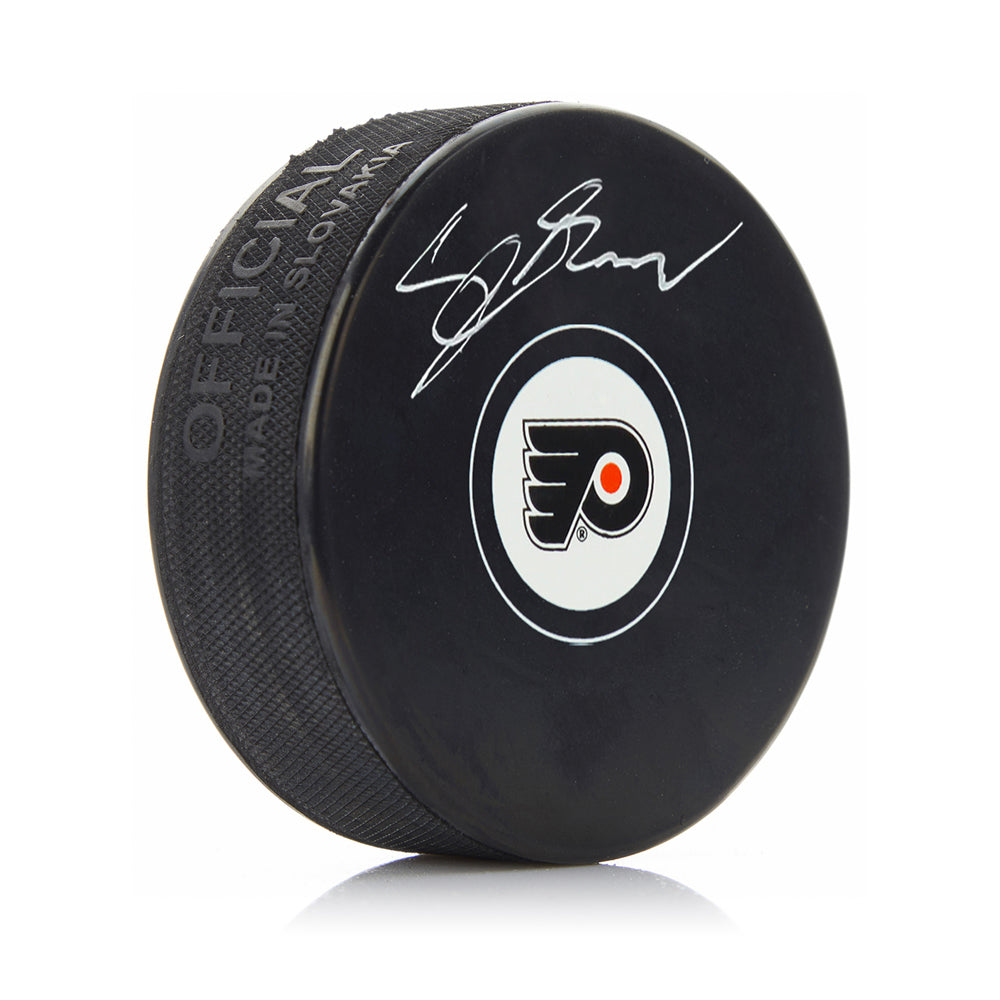 Cutter Gauthier Philadelphia Flyers Autographed NHL Hockey Logo Puck - Sports Collectibles, Sports Memorabilia, Sports Fan Shop, Sports Gifts
