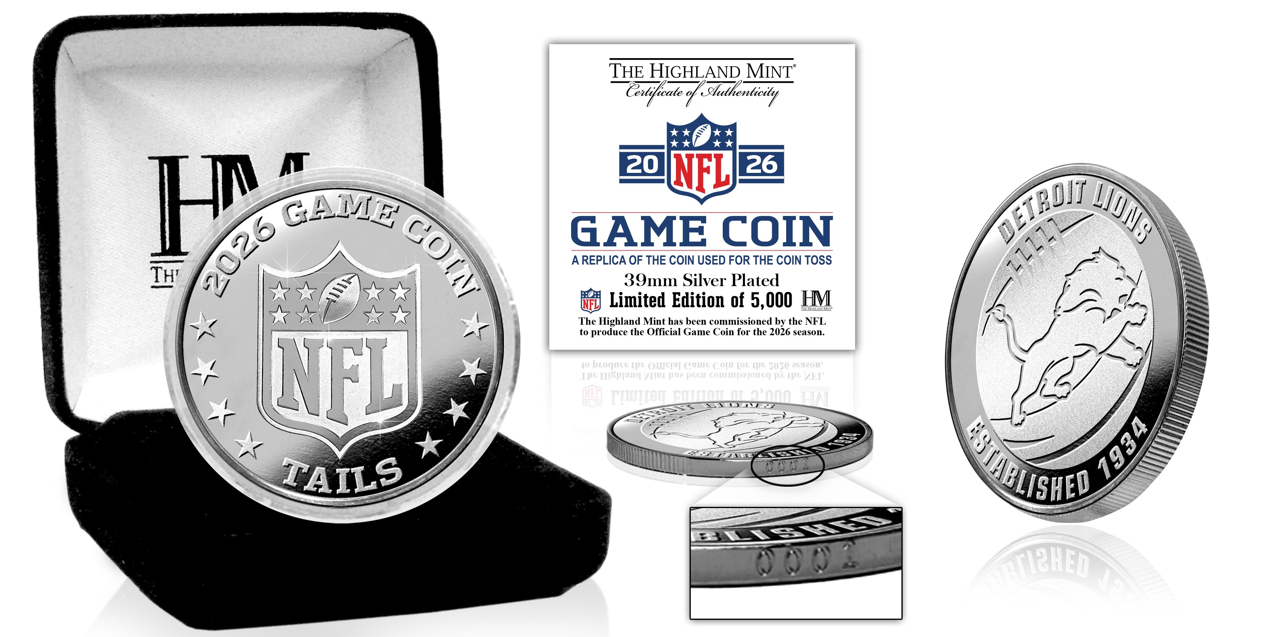 Detroit Lions 2026 Silver Plated Game Flip Coin