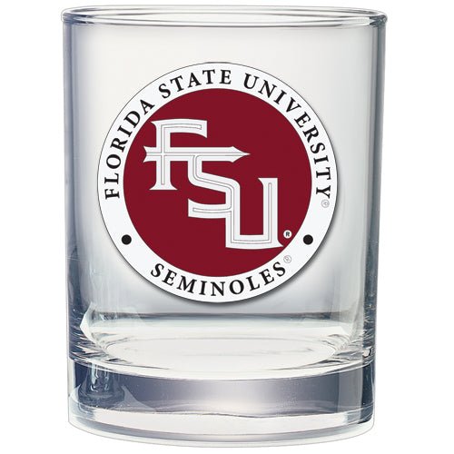 Florida State University FSU Logo Double Old Fashioned Glass - Sports Gifts, Sports Memorabilia, Sports Collectibles, Fan Shop
