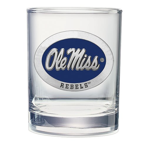 University of Mississippi "Ole Miss" Blue Logo Double Old Fashioned Glass - Sports Gifts, Sports Memorabilia, Sports Collectibles, Fan Shop