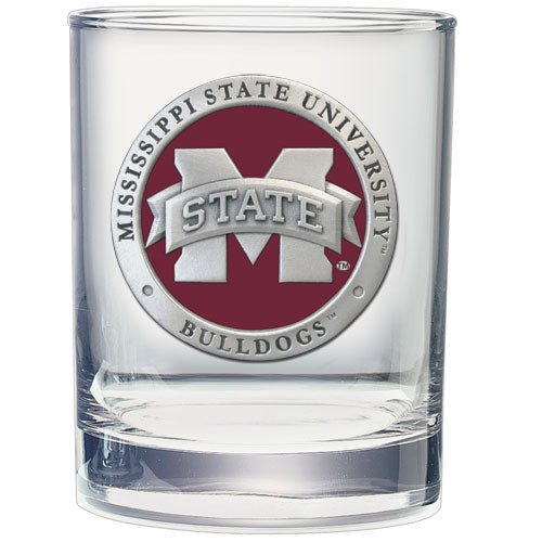 Mississippi State University Bulldogs "M" Logo Double Old Fashioned Glass - Sports Gifts, Sports Memorabilia, Sports Collectibles, Fan Shop