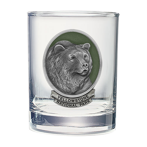 Grizzly Bear Yellowstone National Park Double Old Fashioned Glass - Sports Collectibles, Sports Memorabilia, Sports Fan Shop, Sports Gifts