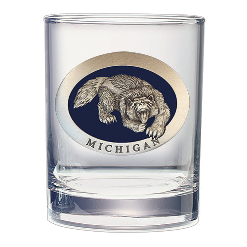 Wolverine with Michigan Double Old Fashioned Glass - Sports Collectibles, Sports Memorabilia, Sports Fan Shop, Sports Gifts