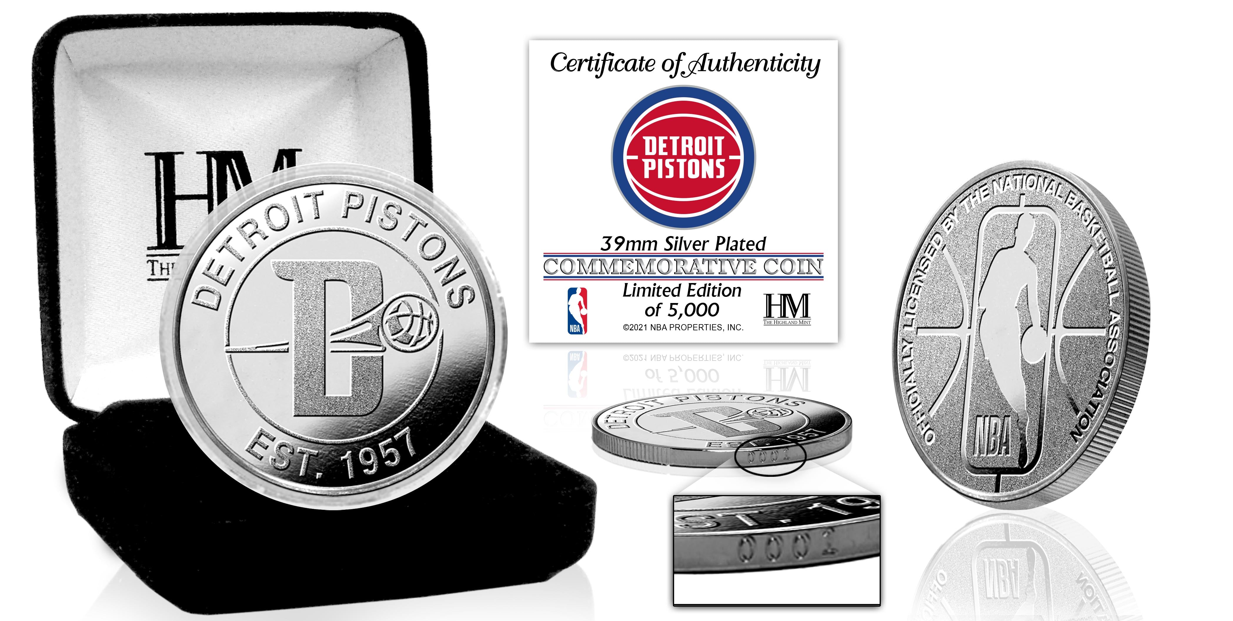 Detroit Pistons Silver Mint Coin - Sports Collectibles, Sports Memorabilia, Sports Fan Shop, Sports Gifts