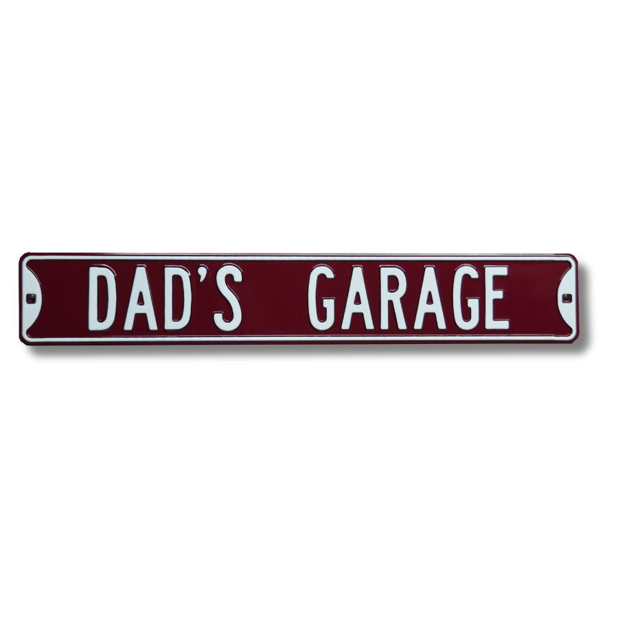 DAD'S GARAGE - Embossed Steel Street Sign