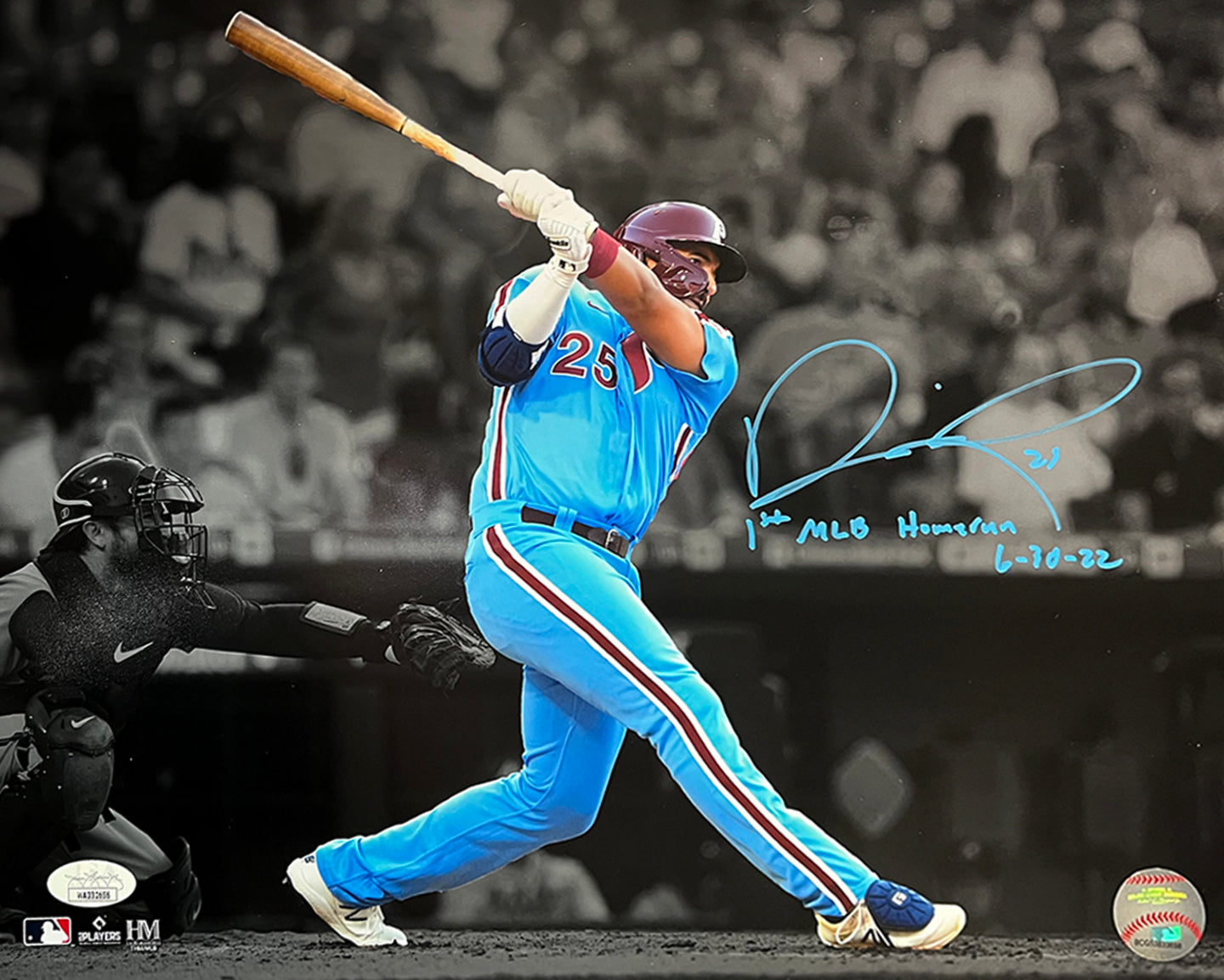 Darick Hall First Home Run Philadelphia Phillies Autographed Baseball Photo - Sports Collectibles, Sports Memorabilia, Sports Fan Shop, Sports Gifts