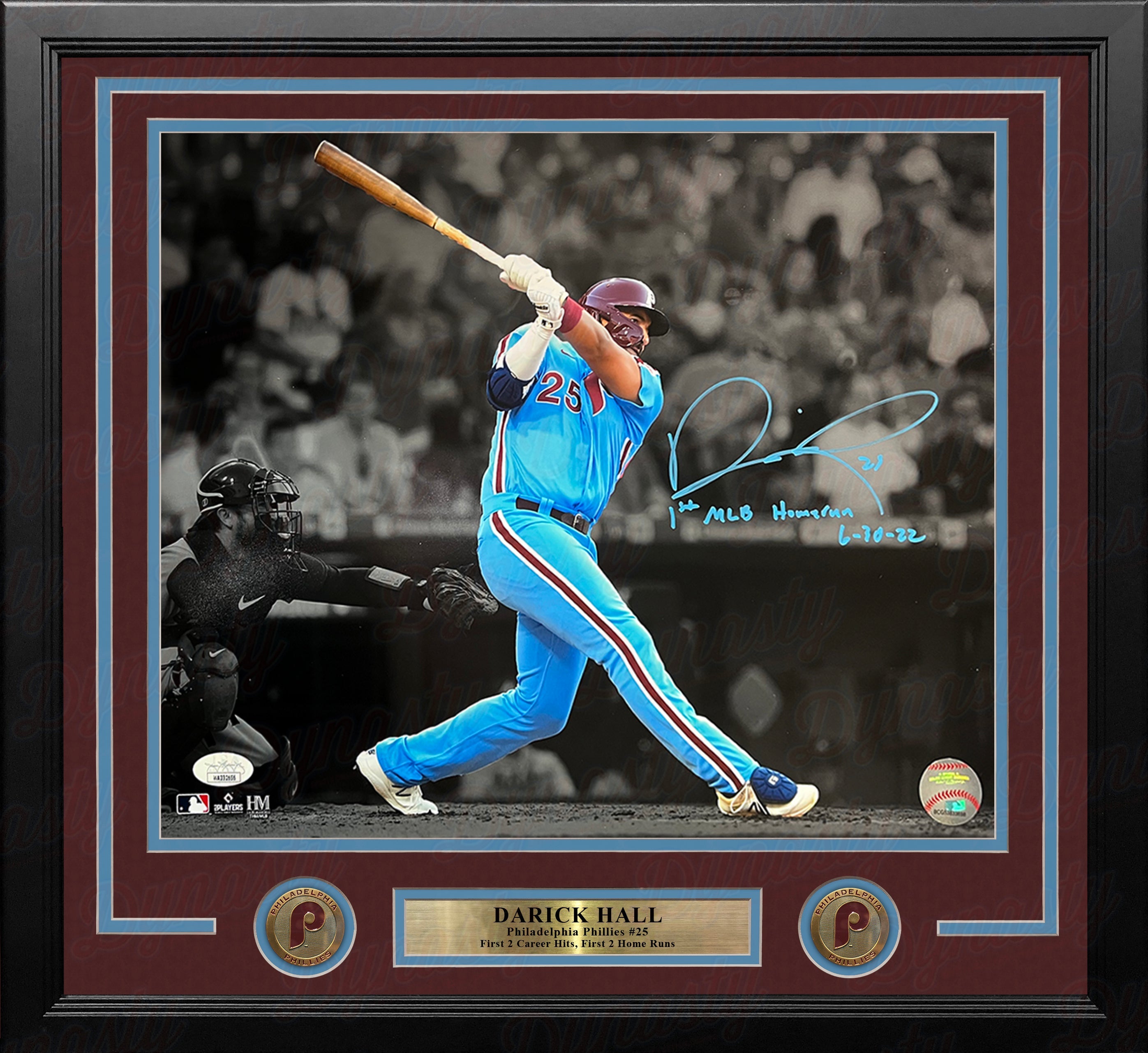 Darick Hall First Home Run Philadelphia Phillies Autographed Framed Baseball Photo - Sports Collectibles, Sports Memorabilia, Sports Fan Shop, Sports Gifts
