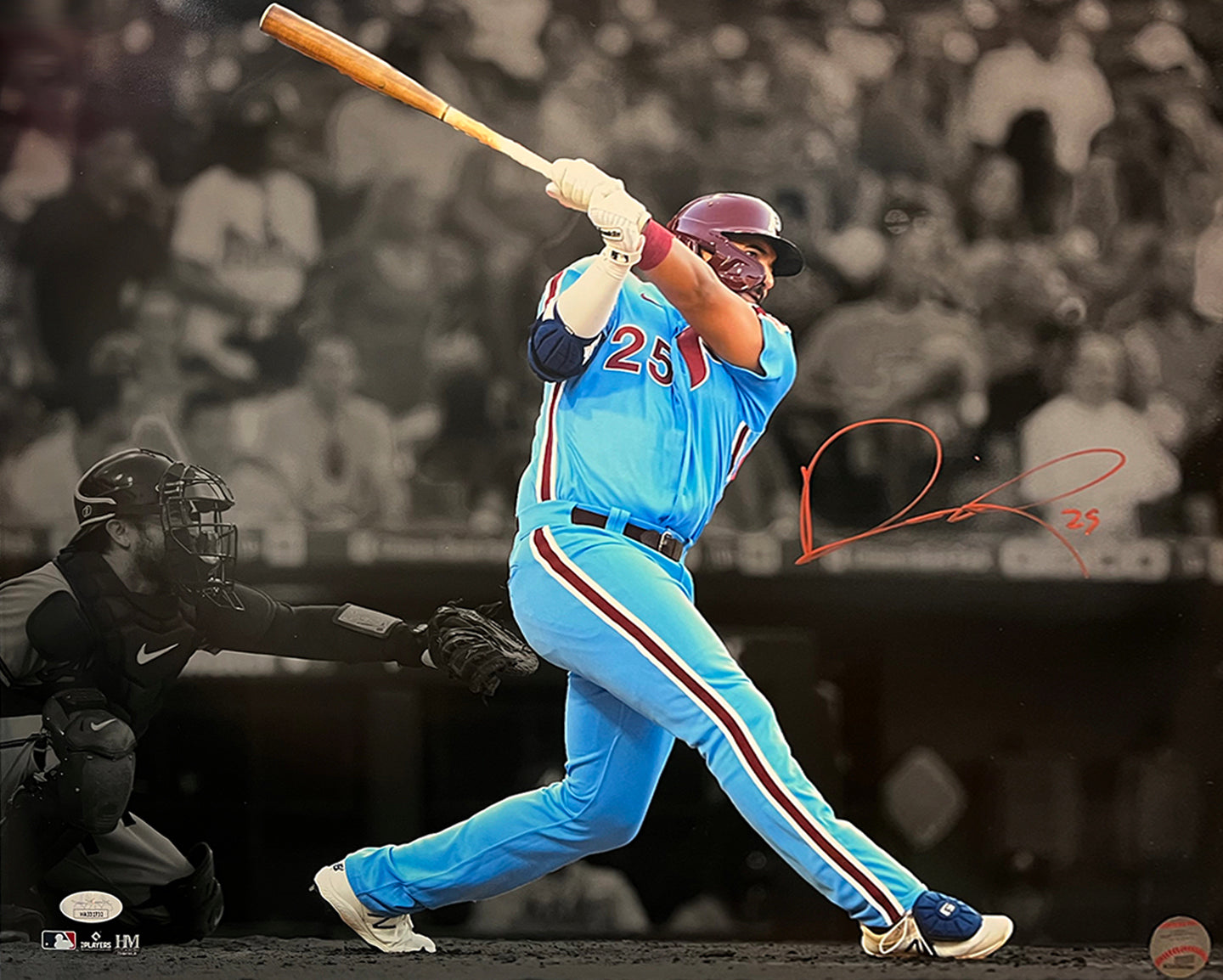 Darick Hall First Home Run Philadelphia Phillies Autographed Baseball Photo - Sports Collectibles, Sports Memorabilia, Sports Fan Shop, Sports Gifts