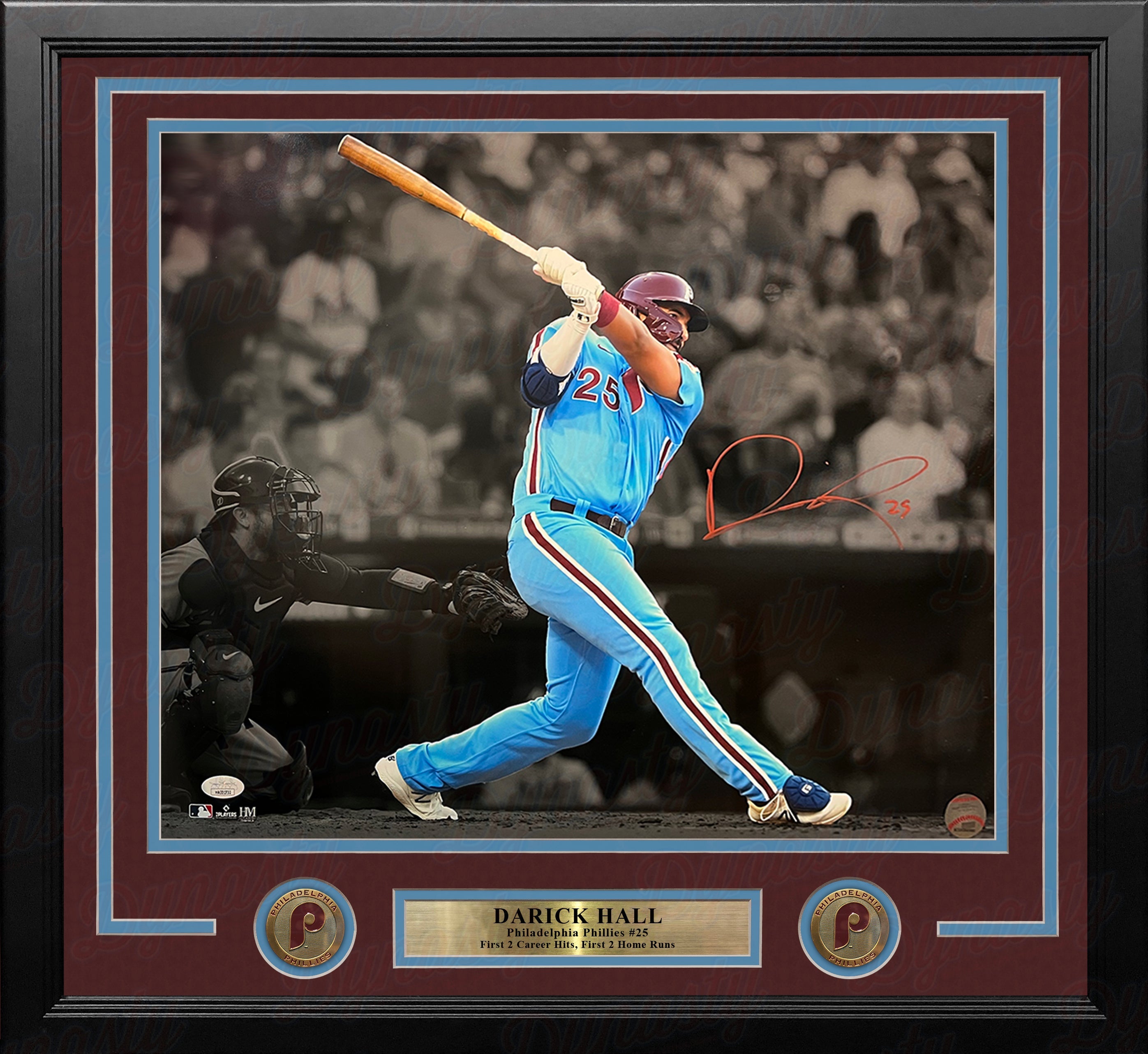 Darick Hall First Home Run Philadelphia Phillies Autographed Framed Baseball Photo - Sports Collectibles, Sports Memorabilia, Sports Fan Shop, Sports Gifts