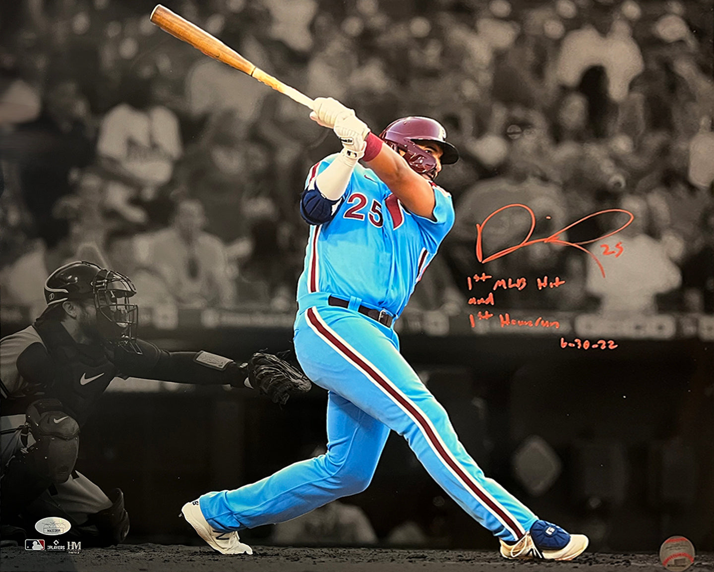 Darick Hall First Home Run Philadelphia Phillies Autographed Baseball Photo - Sports Collectibles, Sports Memorabilia, Sports Fan Shop, Sports Gifts