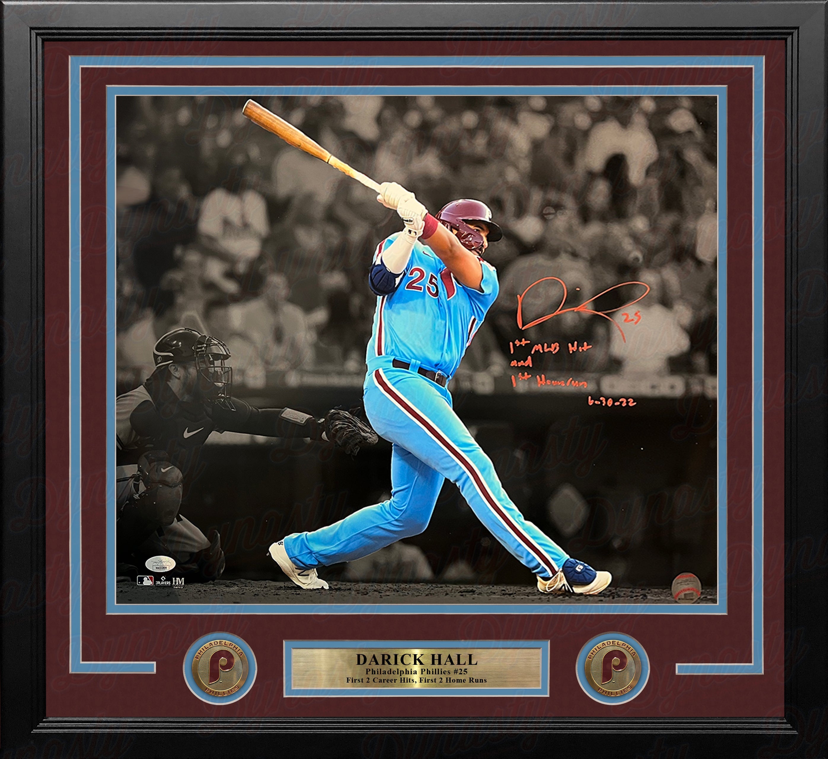 Darick Hall First Home Run Philadelphia Phillies Autographed Framed Baseball Photo - Sports Collectibles, Sports Memorabilia, Sports Fan Shop, Sports Gifts