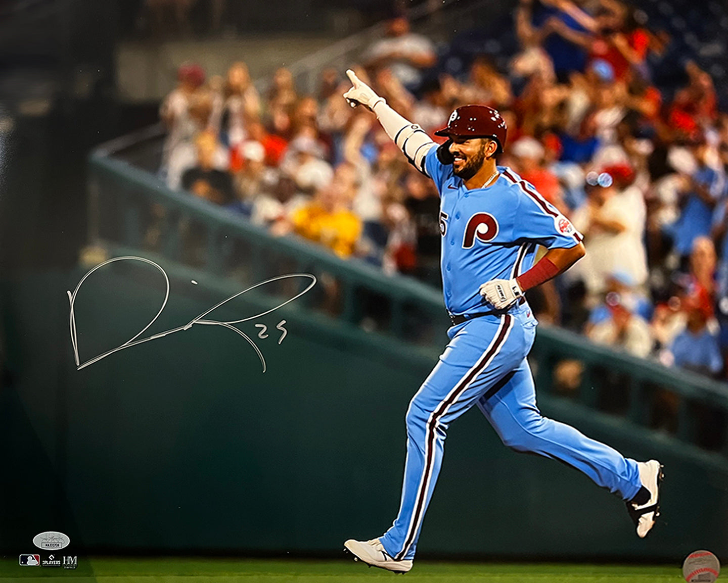 Darick Hall Runs The Bases Philadelphia Phillies Autographed Baseball Photo - Sports Collectibles, Sports Memorabilia, Sports Fan Shop, Sports Gifts