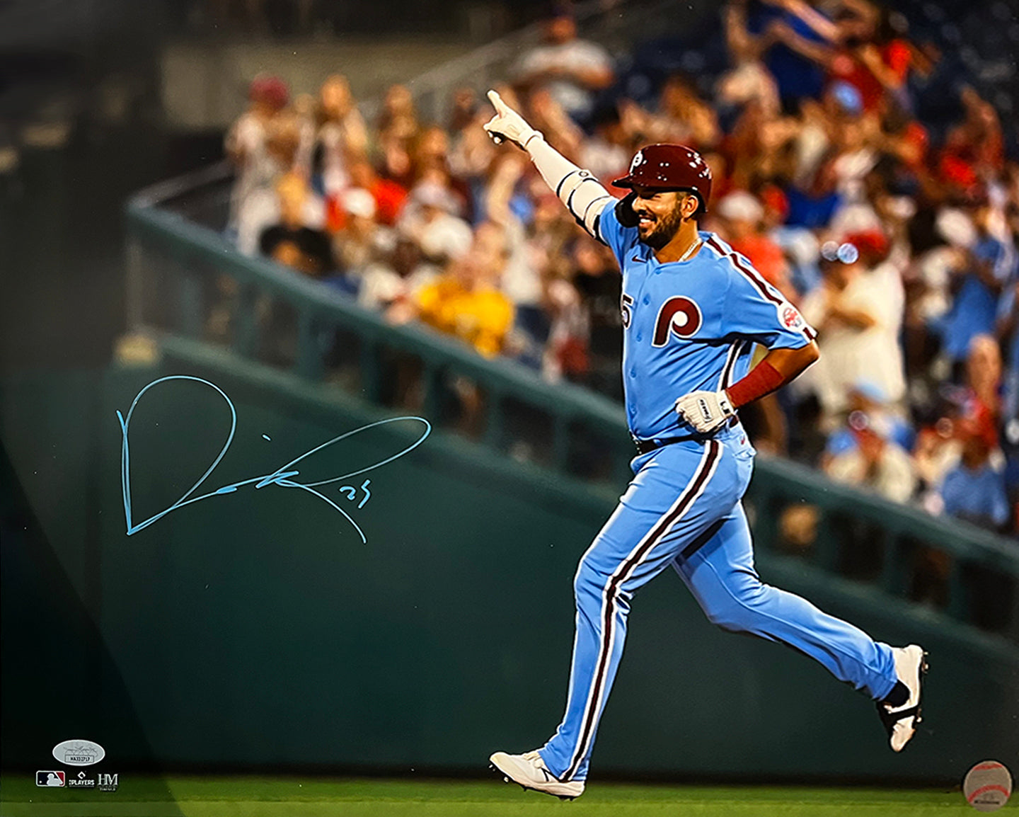 Darick Hall Runs The Bases Philadelphia Phillies Autographed Baseball Photo - Sports Collectibles, Sports Memorabilia, Sports Fan Shop, Sports Gifts