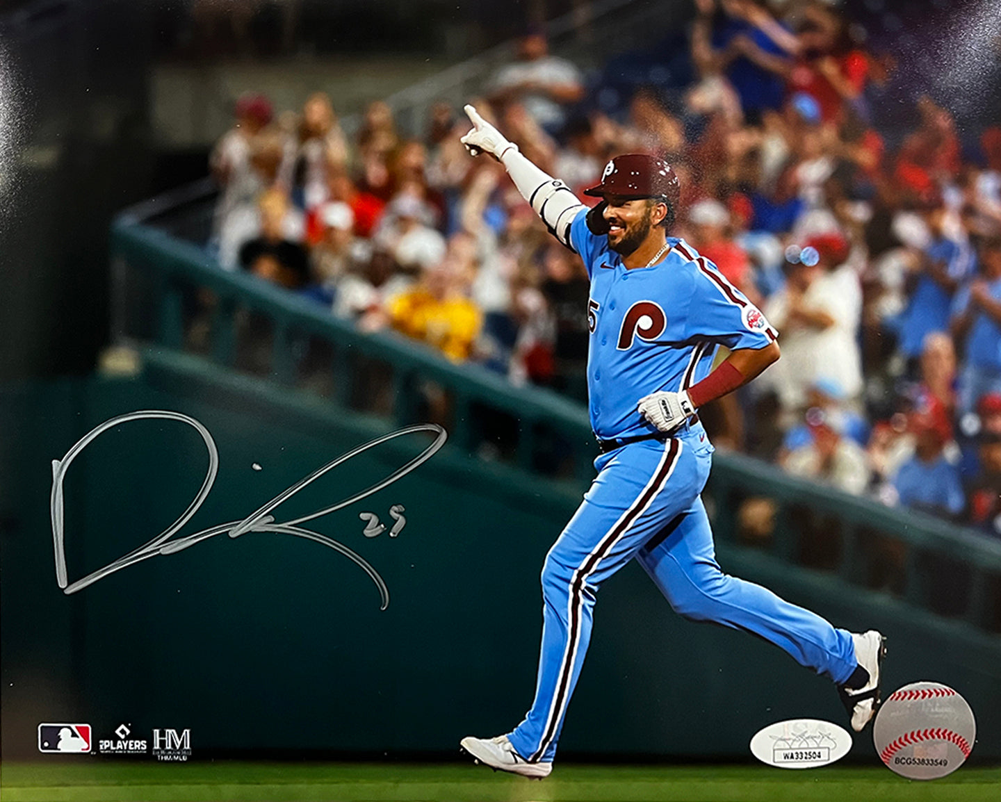 Darick Hall Runs The Bases Philadelphia Phillies Autographed Baseball Photo - Sports Collectibles, Sports Memorabilia, Sports Fan Shop, Sports Gifts