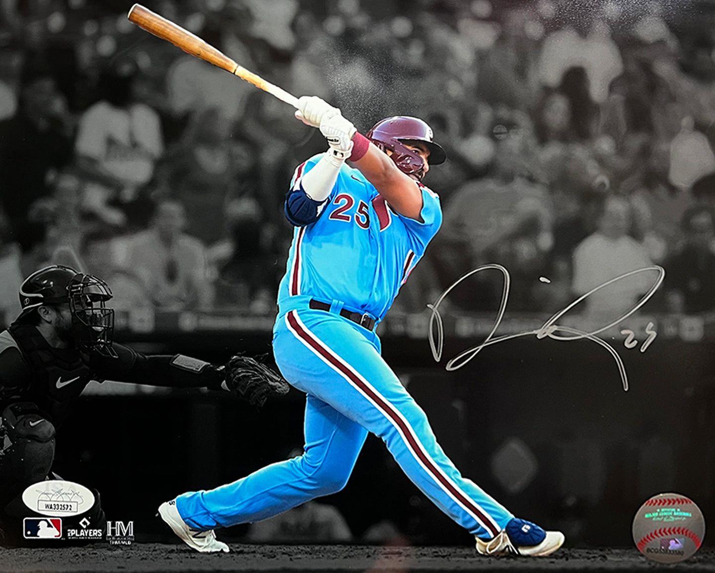 Darick Hall First Home Run Philadelphia Phillies Autographed Baseball Photo - Sports Collectibles, Sports Memorabilia, Sports Fan Shop, Sports Gifts