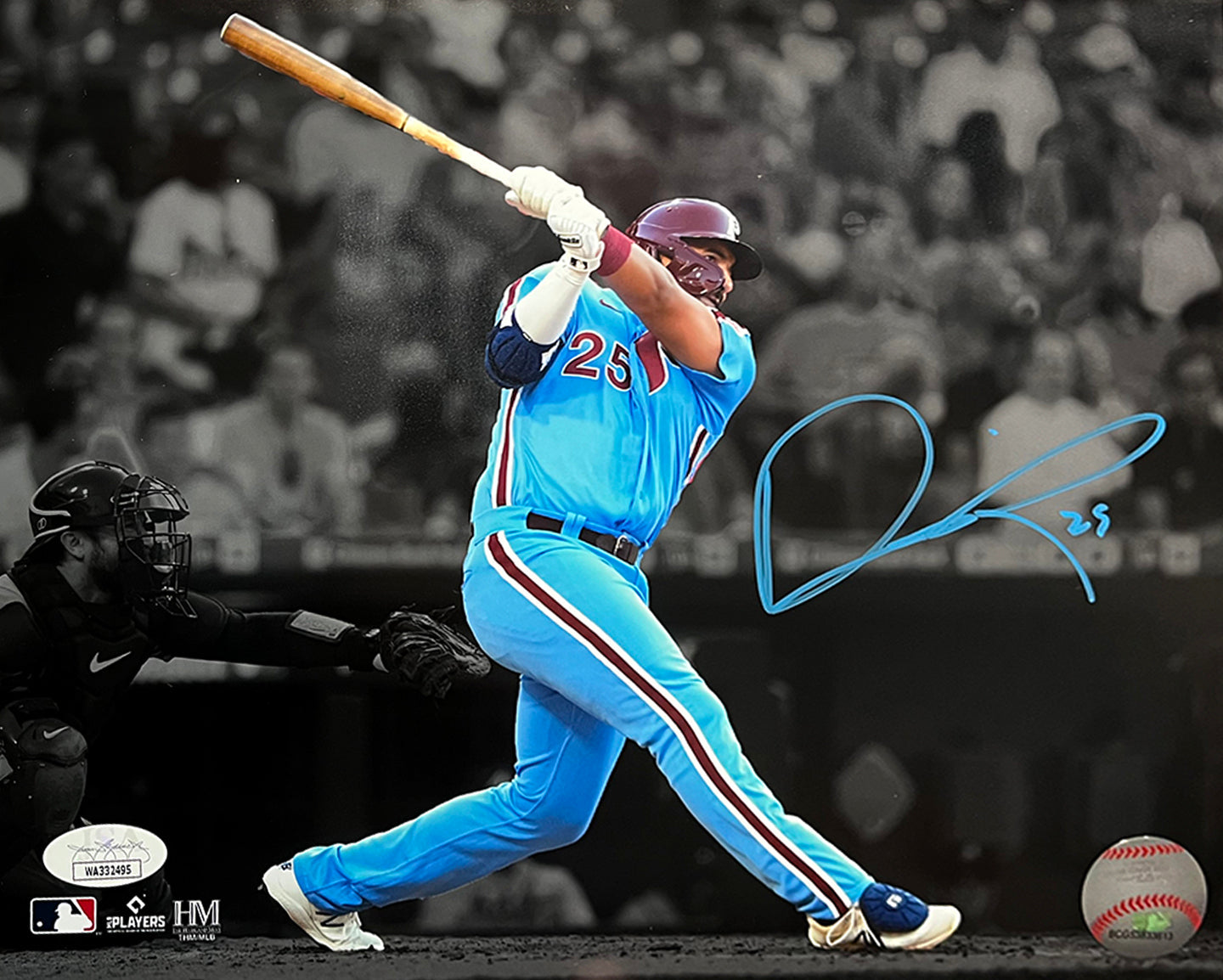 Darick Hall First Home Run Philadelphia Phillies Autographed Baseball Photo - Sports Collectibles, Sports Memorabilia, Sports Fan Shop, Sports Gifts