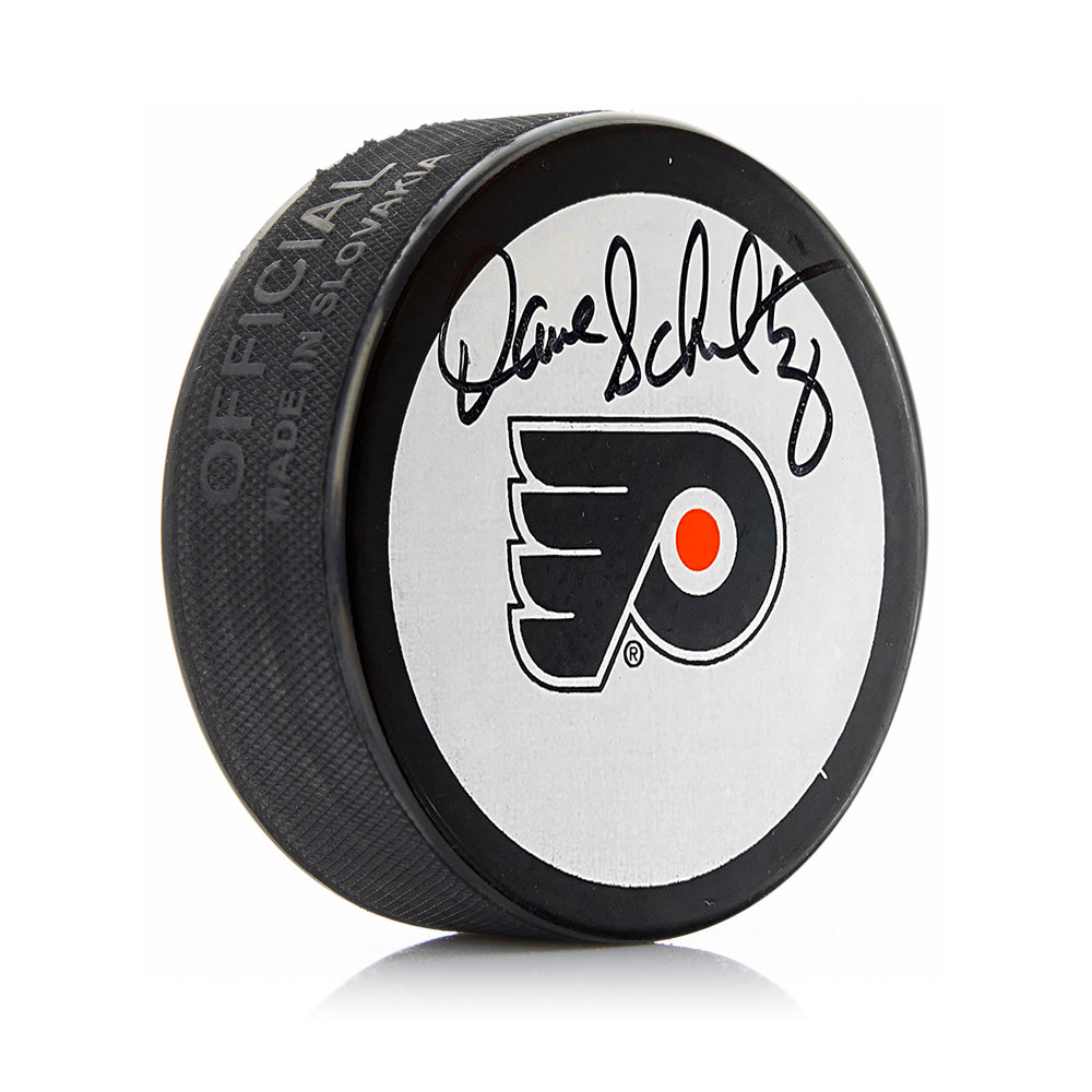 Dave 'The Hammer' Schultz Philadelphia Flyers Autographed White Hockey Logo Puck - Sports Collectibles, Sports Memorabilia, Sports Fan Shop, Sports Gifts
