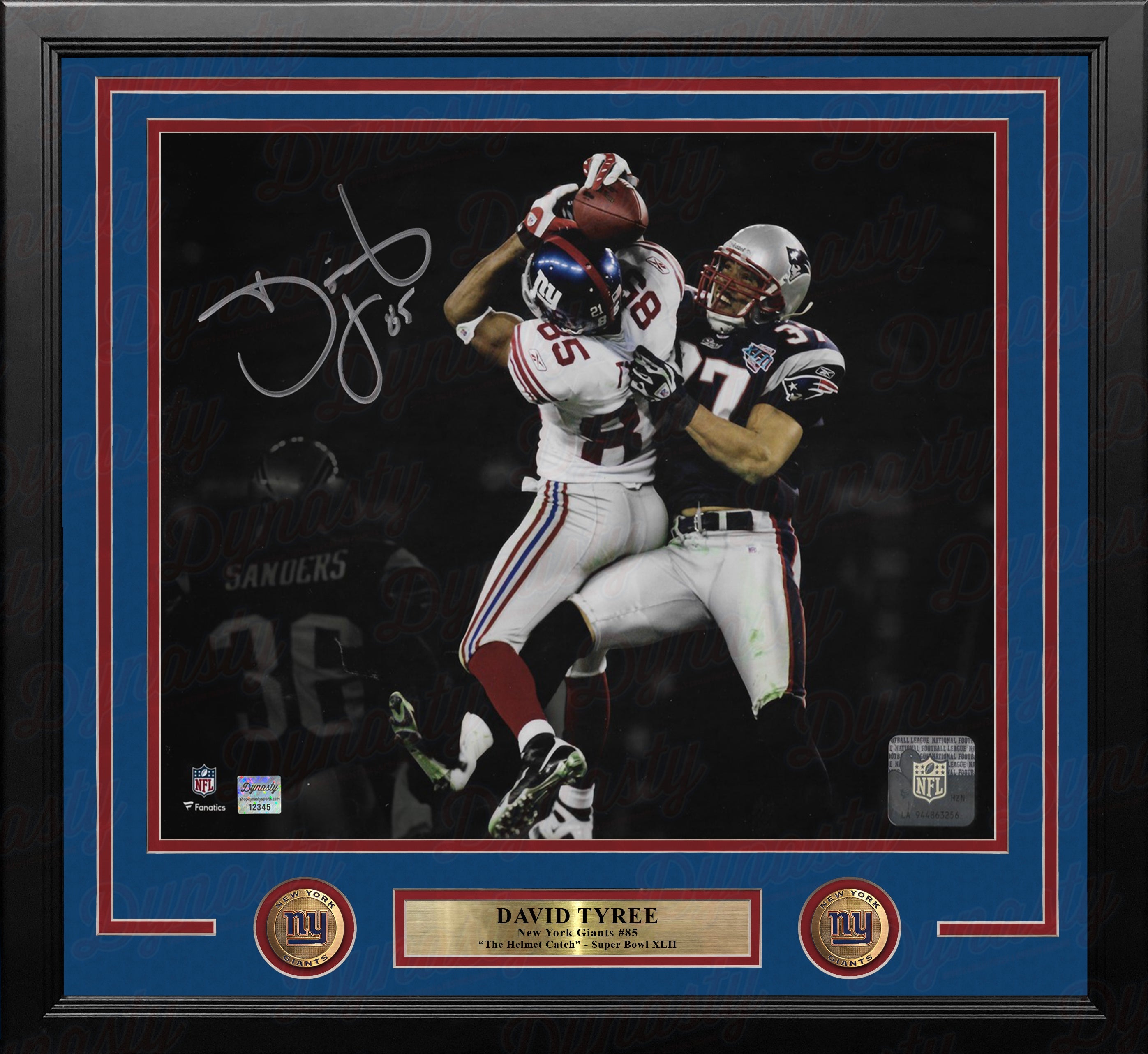 David Tyree Super Bowl XLII Catch New York Giants Autographed 11" x 14" Framed Blackout Photo - Sports Gifts, Sports Memorabilia, Sports Collectibles, Fan Shop