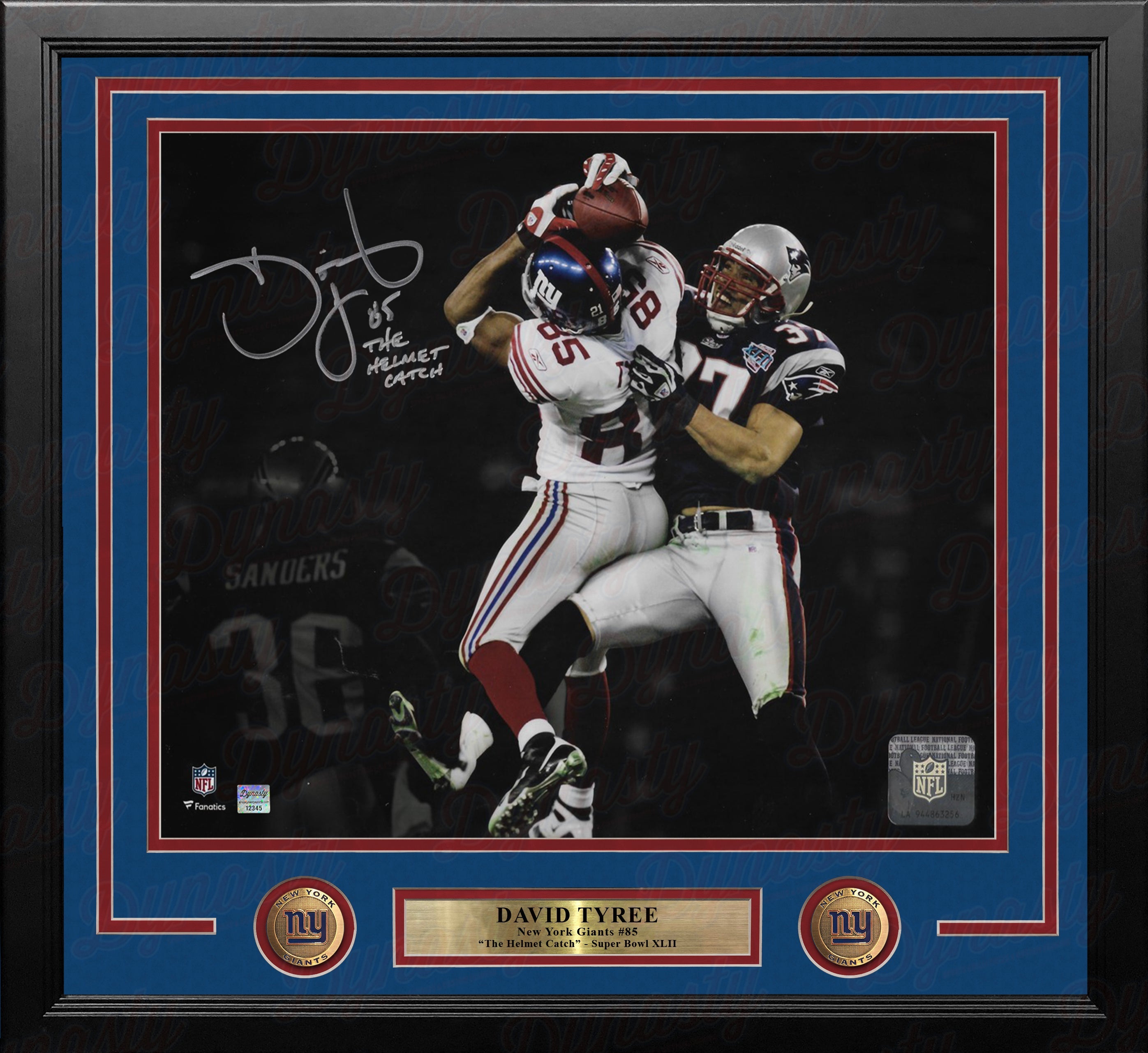 David Tyree Super Bowl Catch NY Giants Autographed 16x20 Framed Photo Inscribed The Helmet Catch - Sports Collectibles, Sports Memorabilia, Sports Fan Shop, Sports Gifts