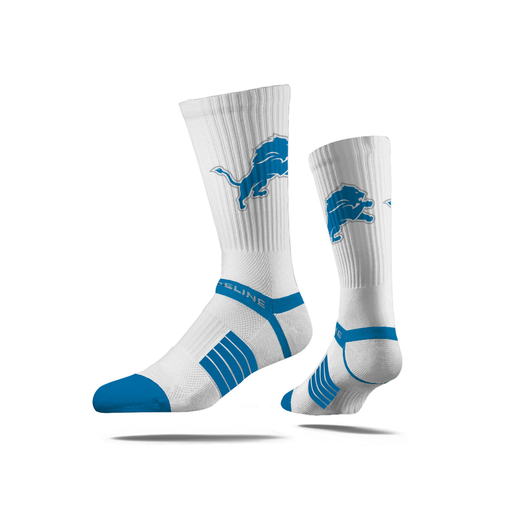 Detroit Lions Premium Knit Crew Primary Logo White Socks - Sports Gifts, Sports Memorabilia, Sports Collectibles, Fan Shop