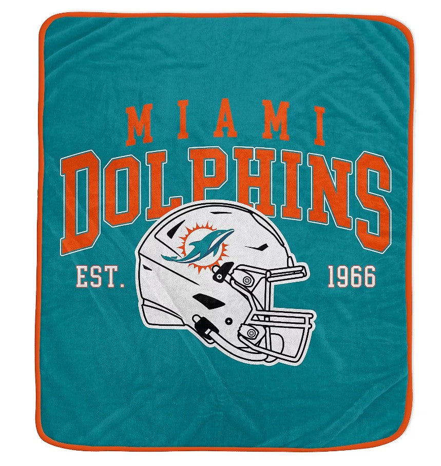 Miami Dolphins 50" x 60" Vintage Arch Block Blanket - Sports Collectibles, Sports Memorabilia, Sports Fan Shop, Sports Gifts