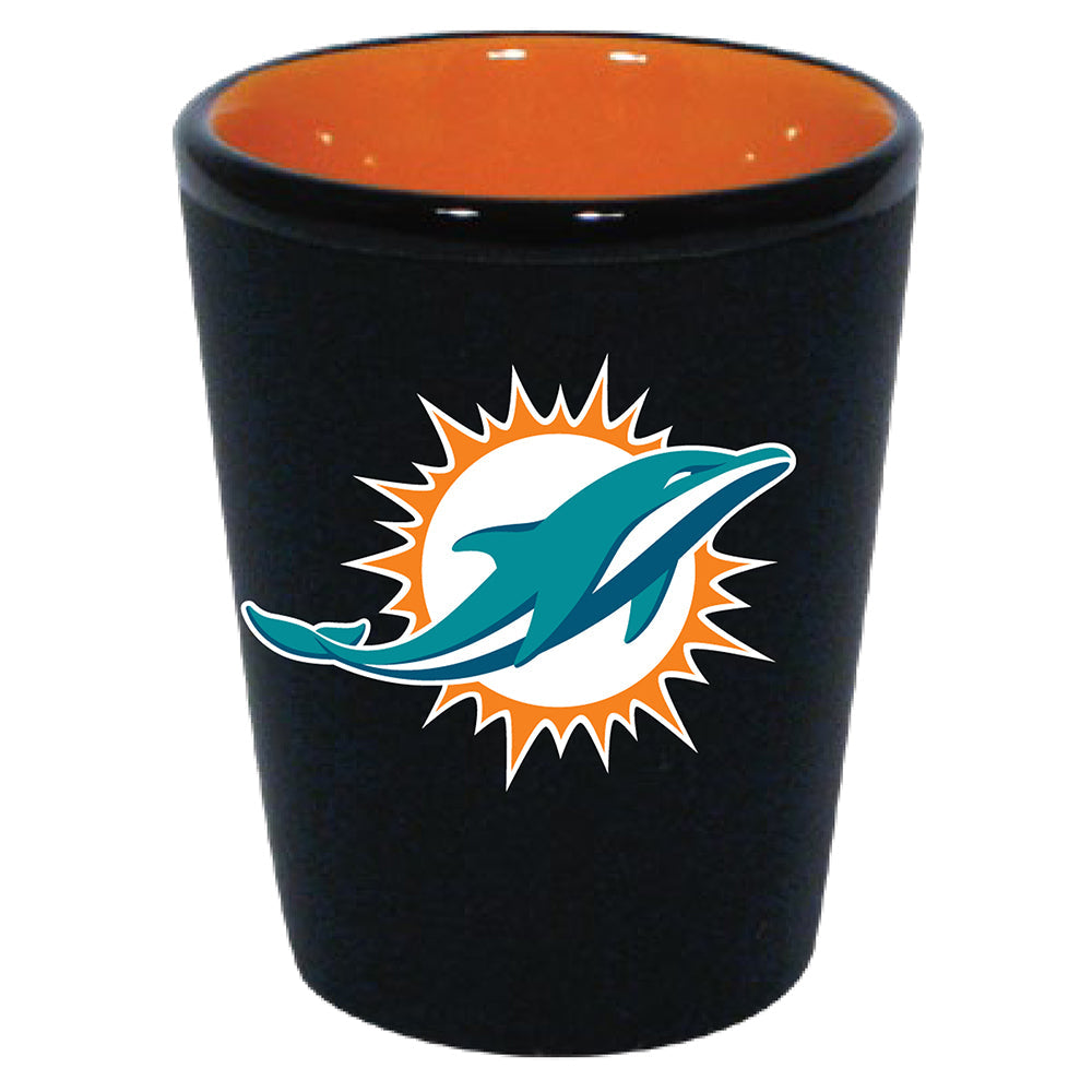 Miami Dolphins Matte Black/Inner Color Shot Glass - Sports Collectibles, Sports Memorabilia, Sports Fan Shop, Sports Gifts