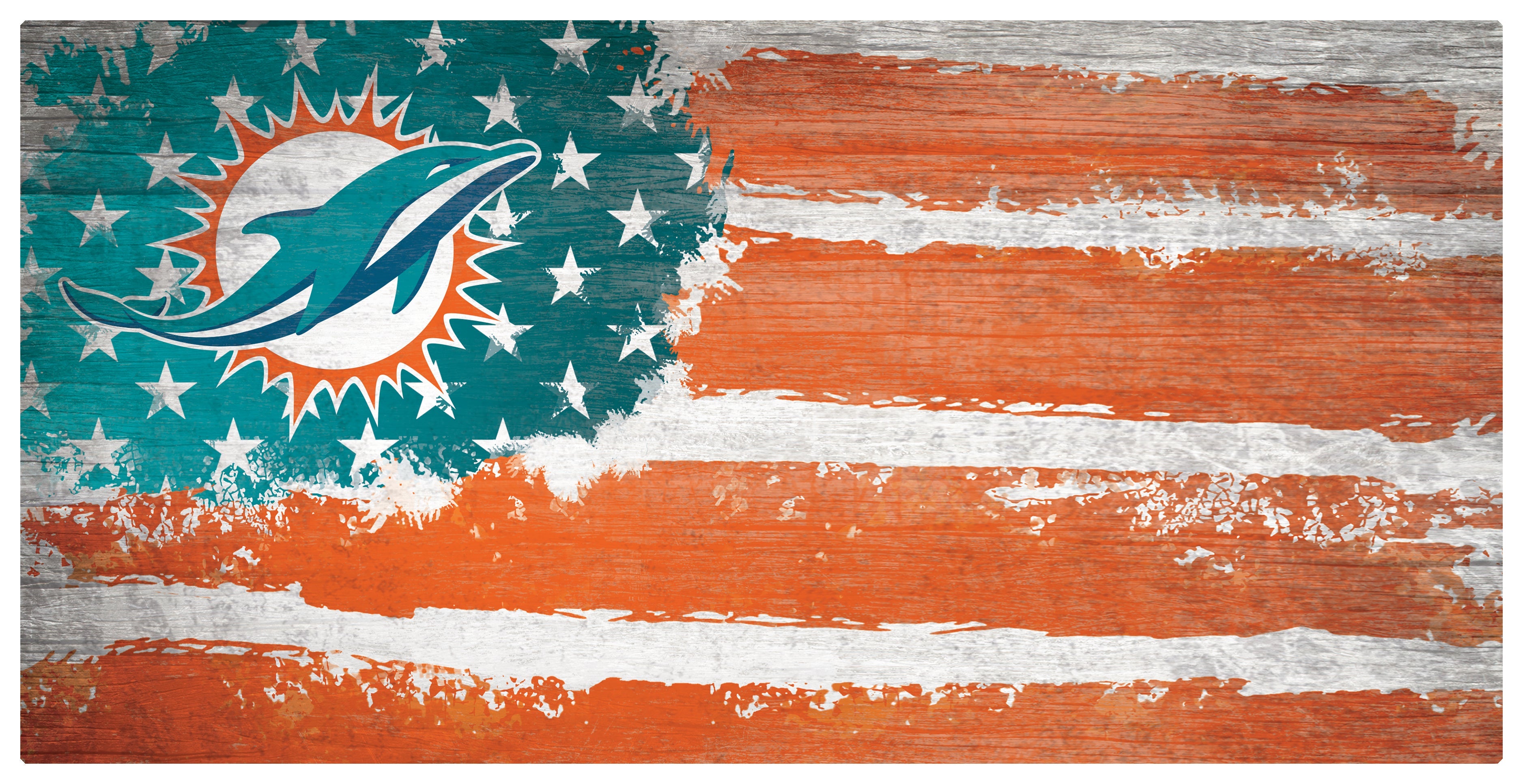 Miami Dolphins Team Flag Wooden Sign - Sports Collectibles, Sports Memorabilia, Sports Fan Shop, Sports Gifts