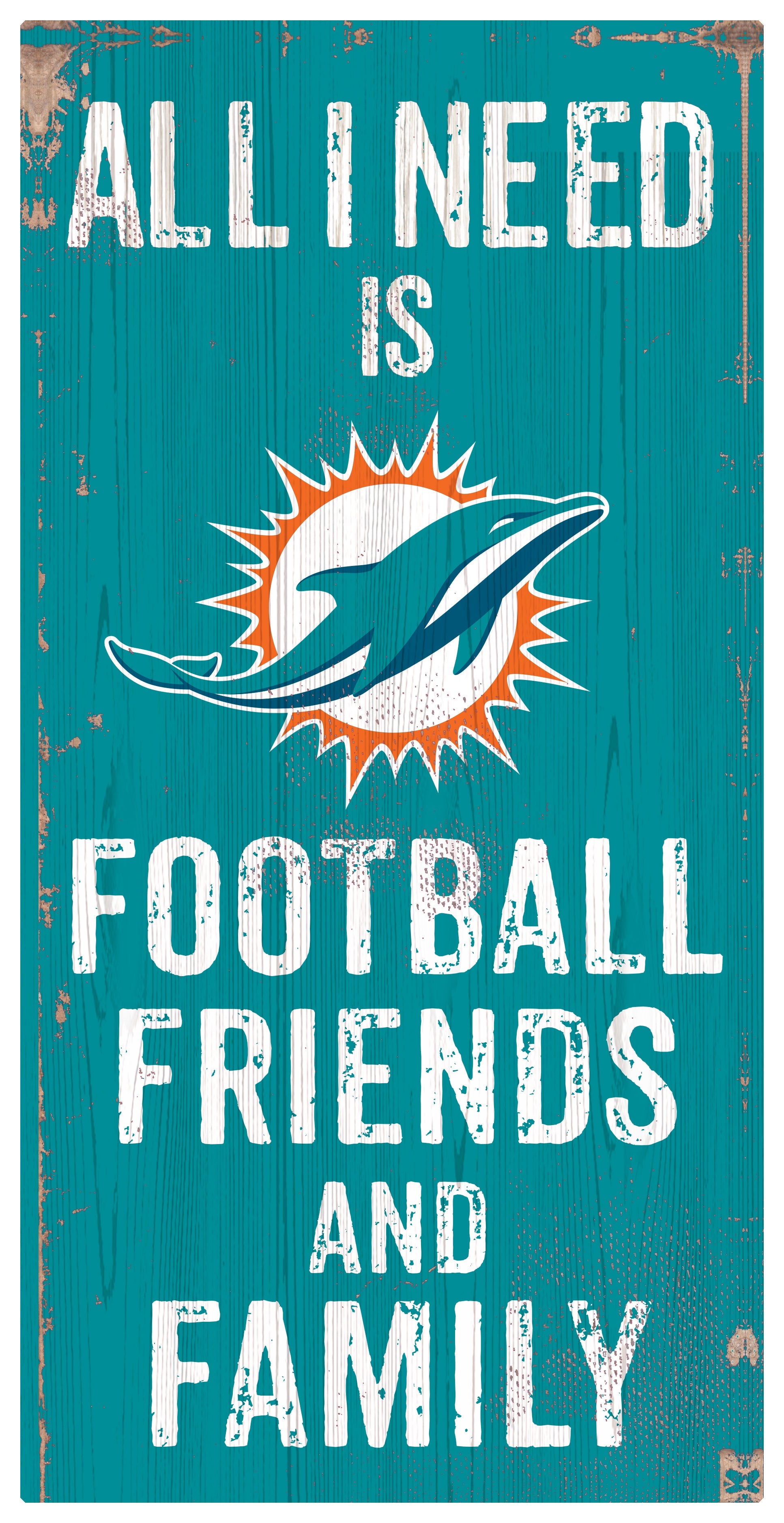 Miami Dolphins Football, Friends, & Family Wood Sign - Sports Collectibles, Sports Memorabilia, Sports Fan Shop, Sports Gifts