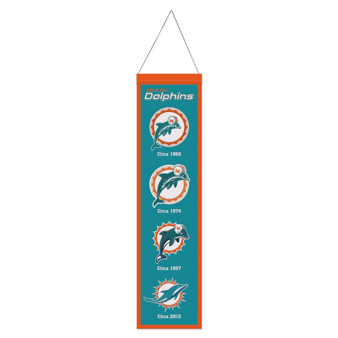 Miami Dolphins 8" x 32" Wool Banner - Sports Collectibles, Sports Memorabilia, Sports Fan Shop, Sports Gifts