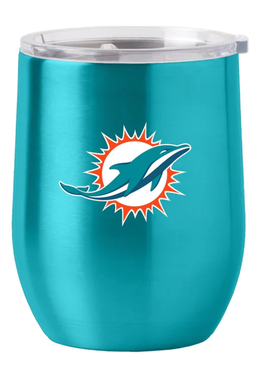 Miami Dolphins Travel Tumbler 16oz Stainless Steel Curved - Sports Collectibles, Sports Memorabilia, Sports Fan Shop, Sports Gifts