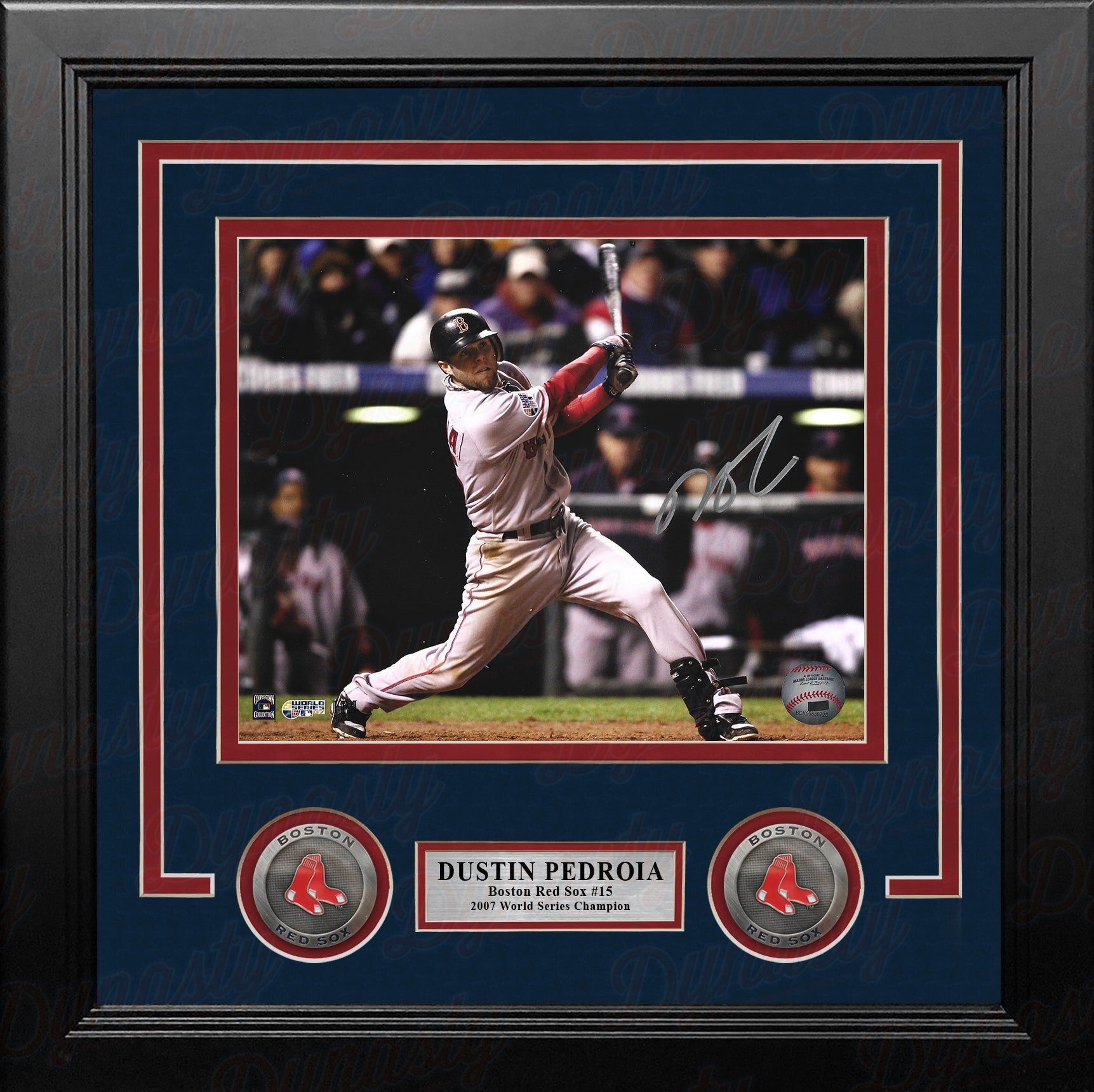 Dustin Pedroia 2007 World Series Action Boston Red Sox Autographed 8" x 10" Framed Baseball Photo - Sports Collectibles, Sports Memorabilia, Sports Fan Shop, Sports Gifts