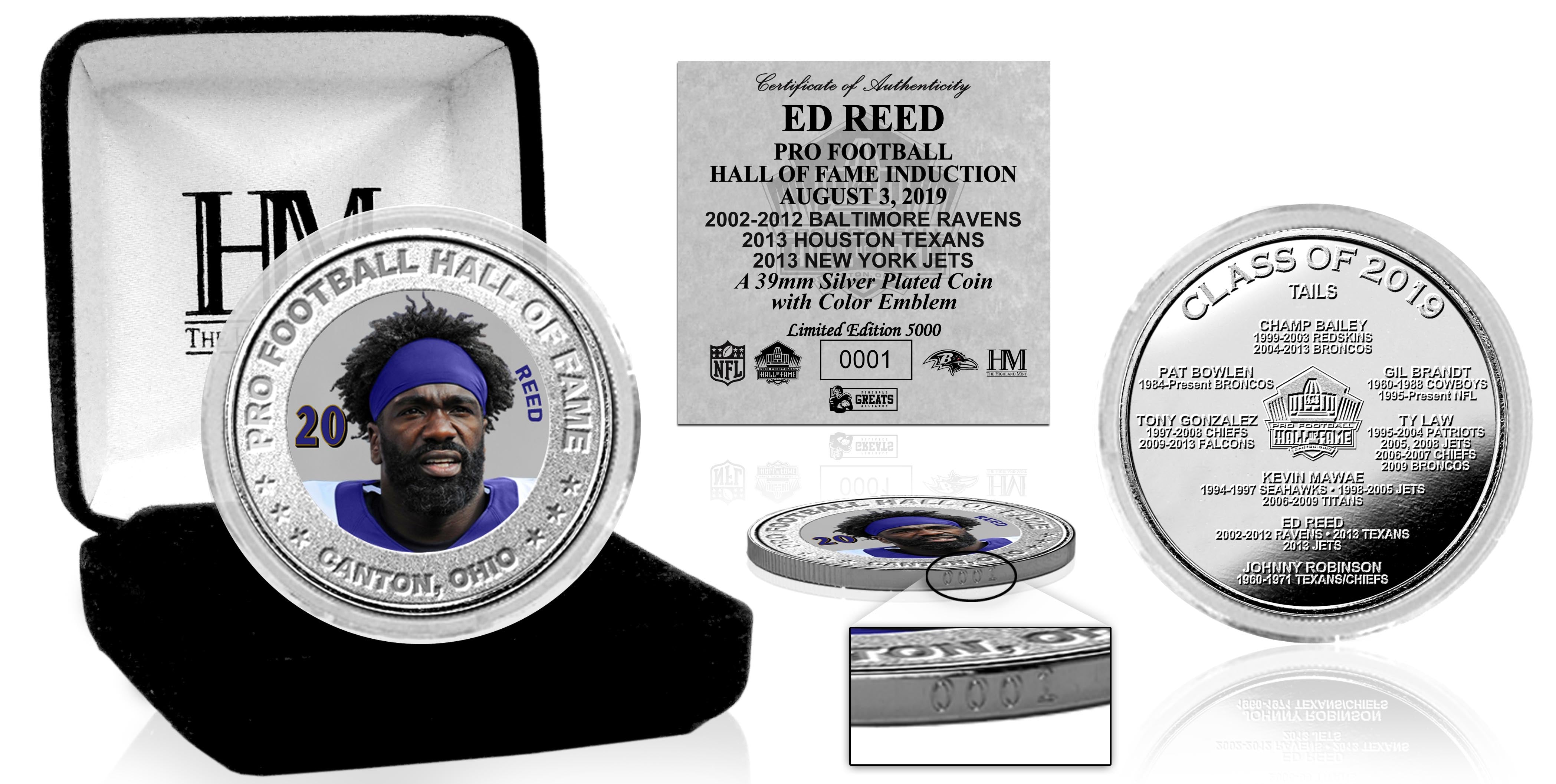 Ed Reed Hall of Fame 2019 Silver Mint Coin - Sports Collectibles, Sports Memorabilia, Sports Fan Shop, Sports Gifts