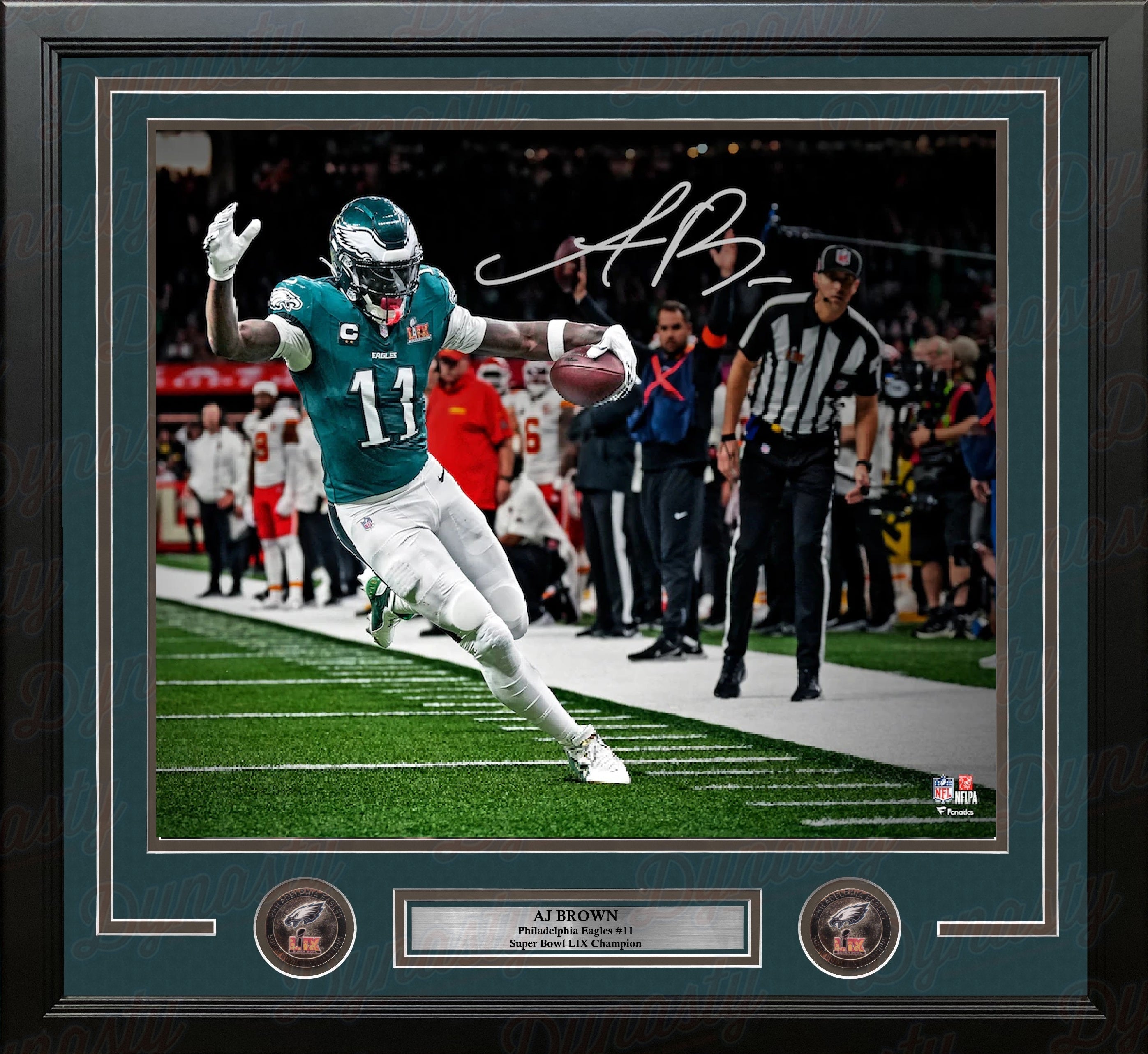 AJ Brown Super Bowl LIX Action Philadelphia Eagles Autographed 16" x 20" Framed Football Photo - Sports Collectibles, Sports Memorabilia, Sports Fan Shop, Sports Gifts