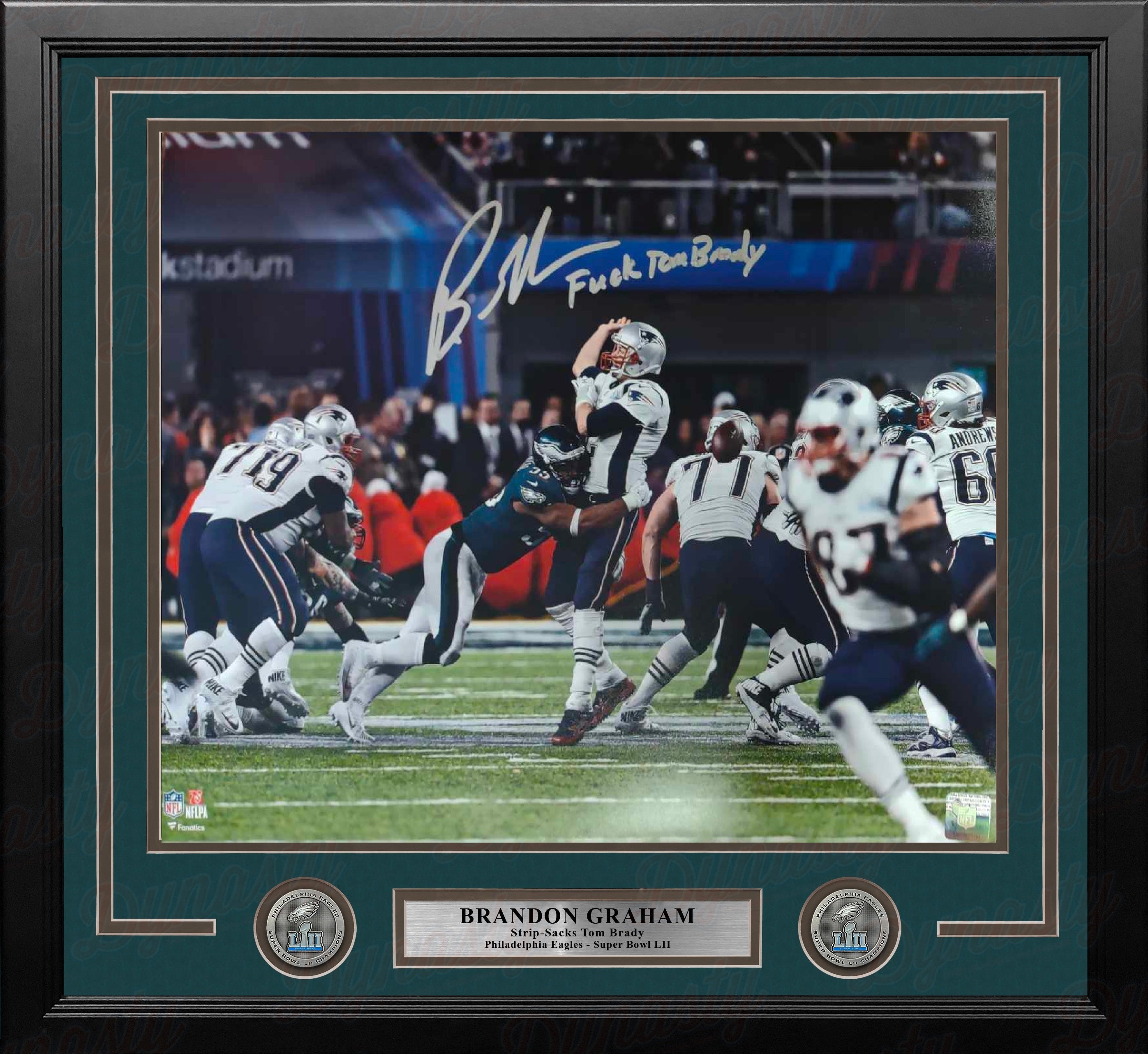 Brandon Graham Strip-Sack Philadelphia Eagles Autographed 16x20 Framed Photo - F*ck Tom Brady - Sports Collectibles, Sports Memorabilia, Sports Fan Shop, Sports Gifts