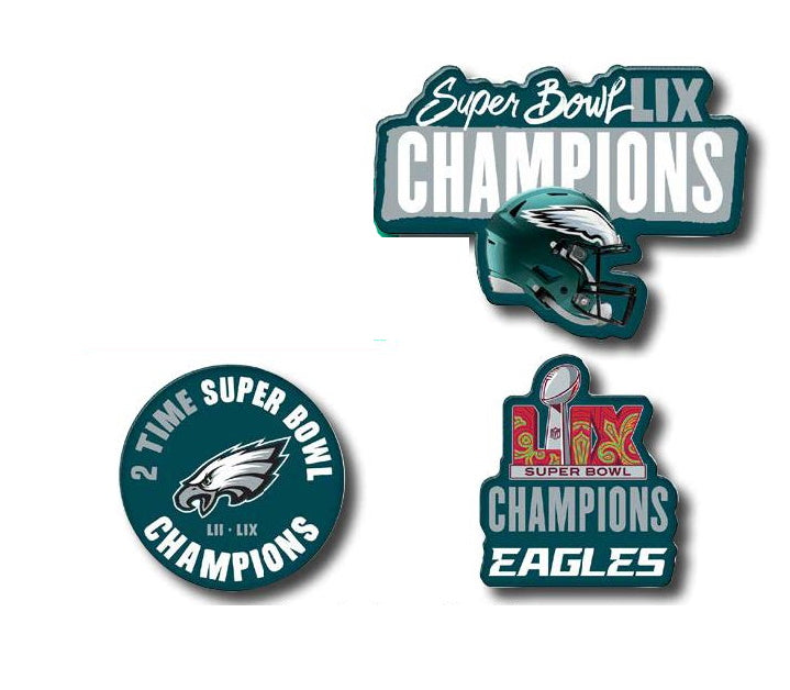 Philadelphia Eagles Super Bowl LIX Champions 3 Pack Acrylic Magnet Set - Sports Collectibles, Sports Memorabilia, Sports Fan Shop, Sports Gifts