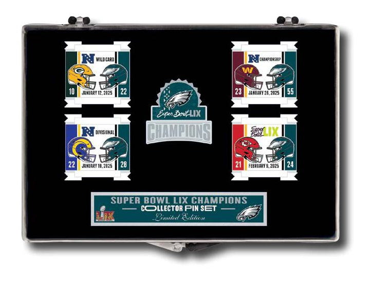 Philadelphia Eagles Super Bowl LIX Champions 5 Pin Commemorative Set - Sports Collectibles, Sports Memorabilia, Sports Fan Shop, Sports Gifts