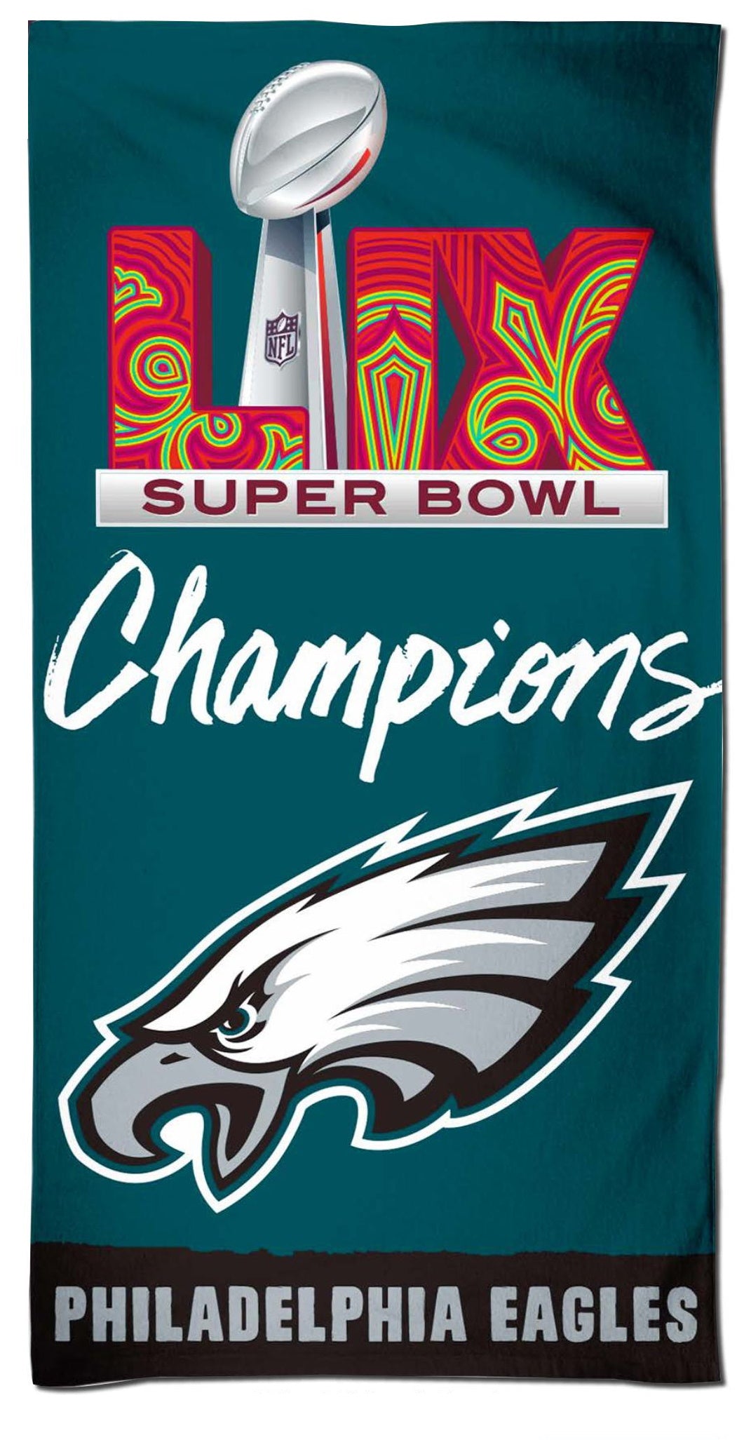 Philadelphia Eagles Super Bowl LIX Champions Spectra Beach Towel - Sports Collectibles, Sports Memorabilia, Sports Fan Shop, Sports Gifts