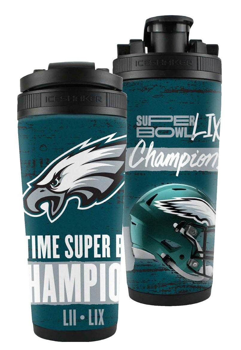 Philadelphia Eagles Super Bowl LIX Champions 24 oz Stainless Ice Shaker Tumbler - Sports Collectibles, Sports Memorabilia, Sports Fan Shop, Sports Gifts