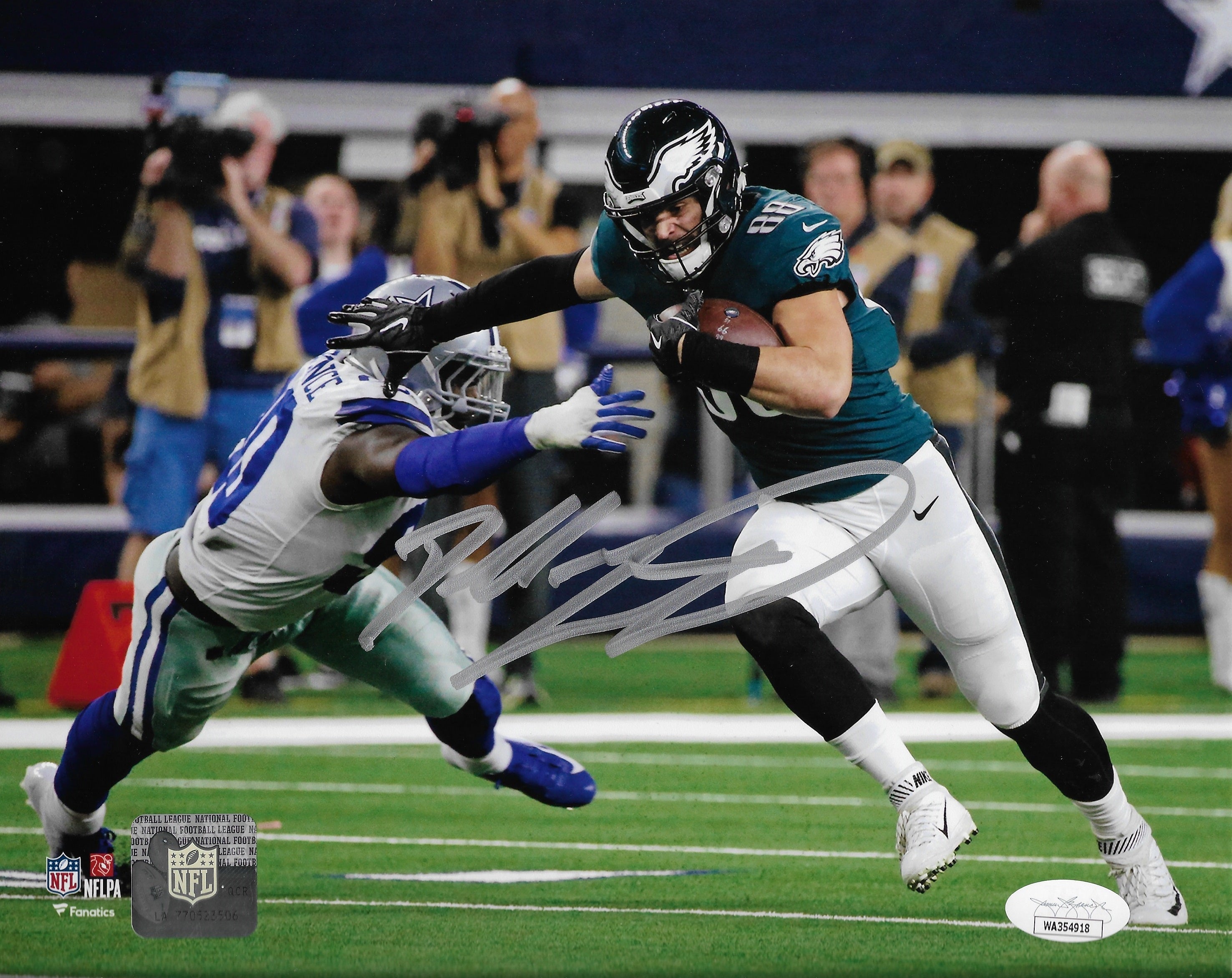 Dallas Goedert v. Cowboys Philadelphia Eagles Autographed Football Photo - Sports Gifts, Sports Memorabilia, Sports Collectibles, Fan Shop