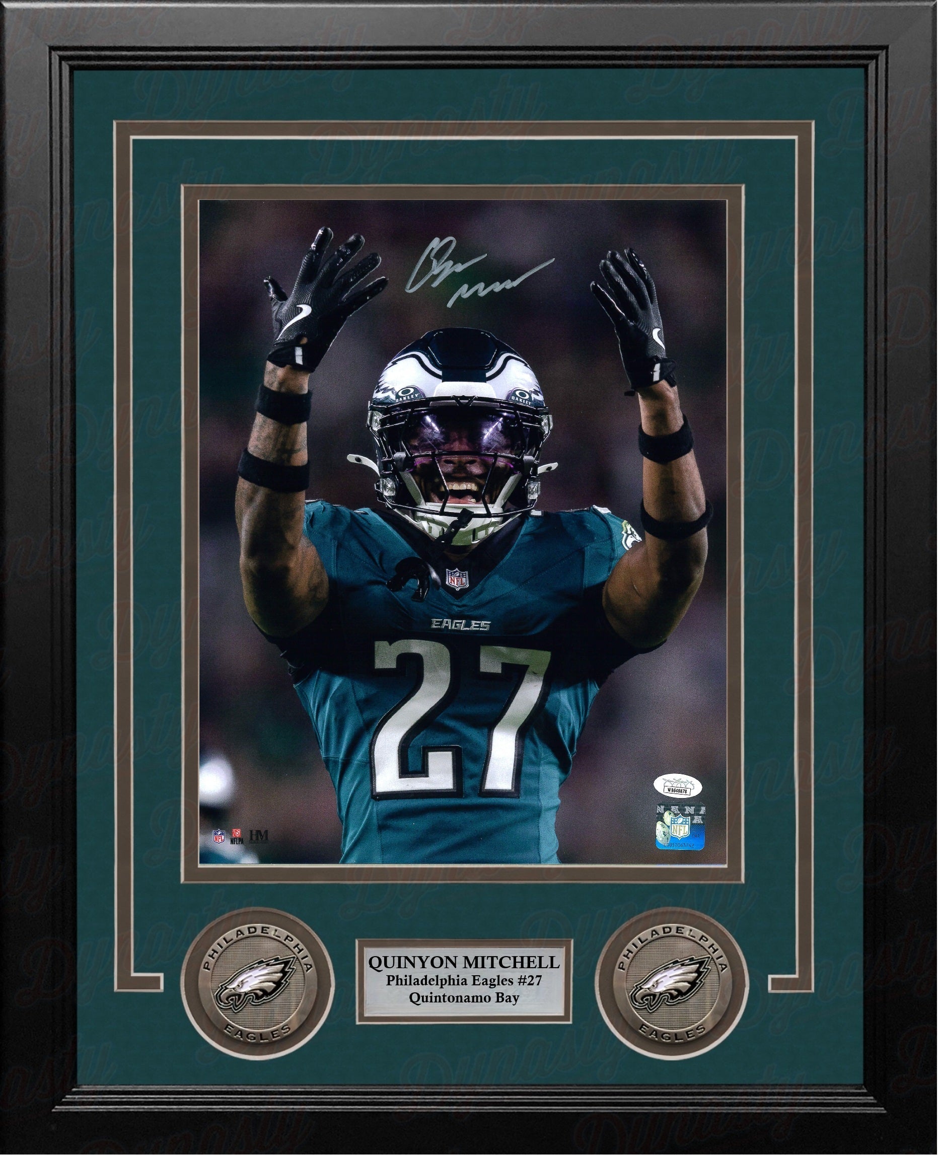 Quinyon Mitchell Celebration Philadelphia Eagles Autographed 8" x 10" Framed Photo - Sports Collectibles, Sports Memorabilia, Sports Fan Shop, Sports Gifts